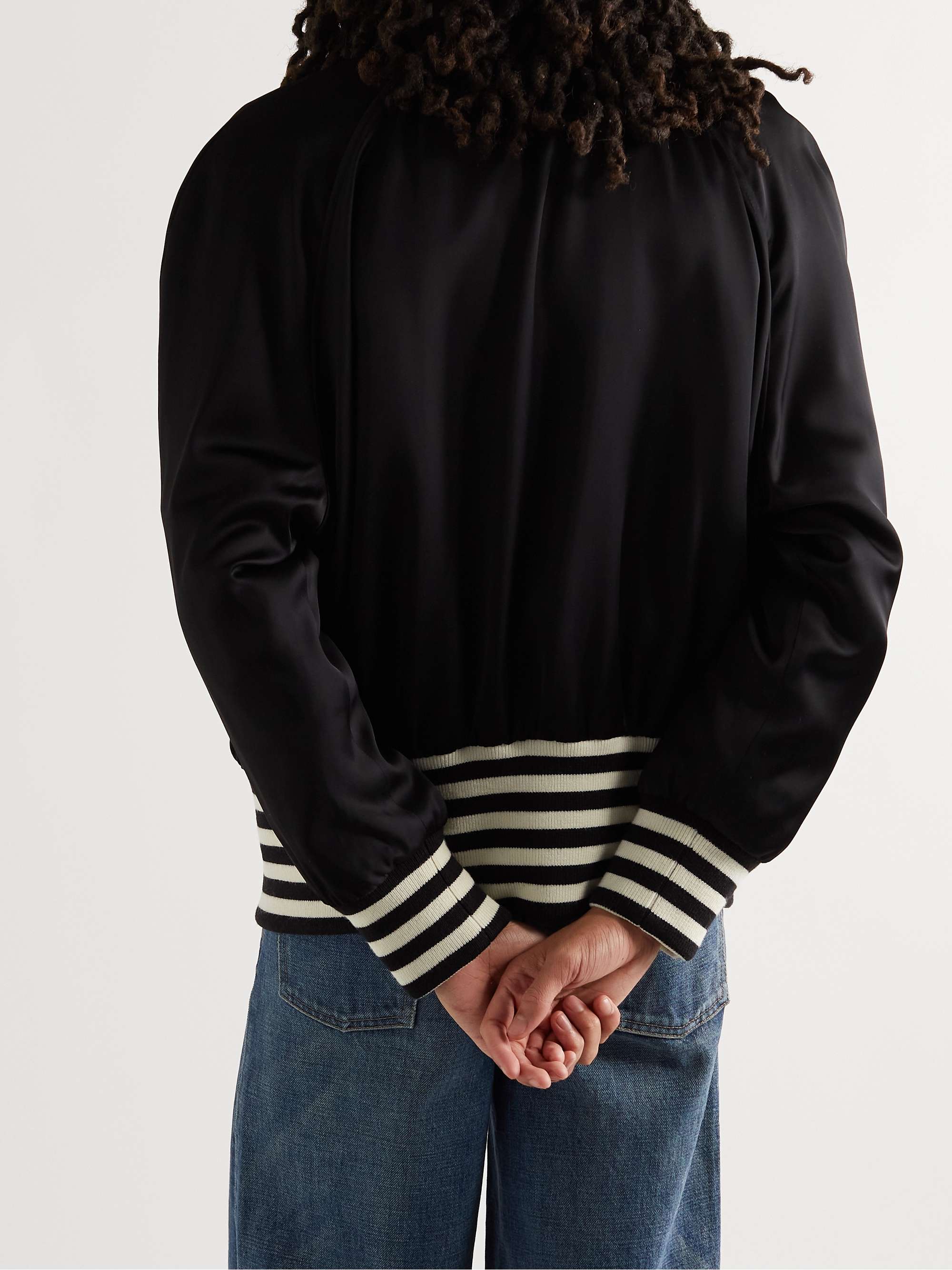 CELINE Appliquéd Satin Bomber Jacket