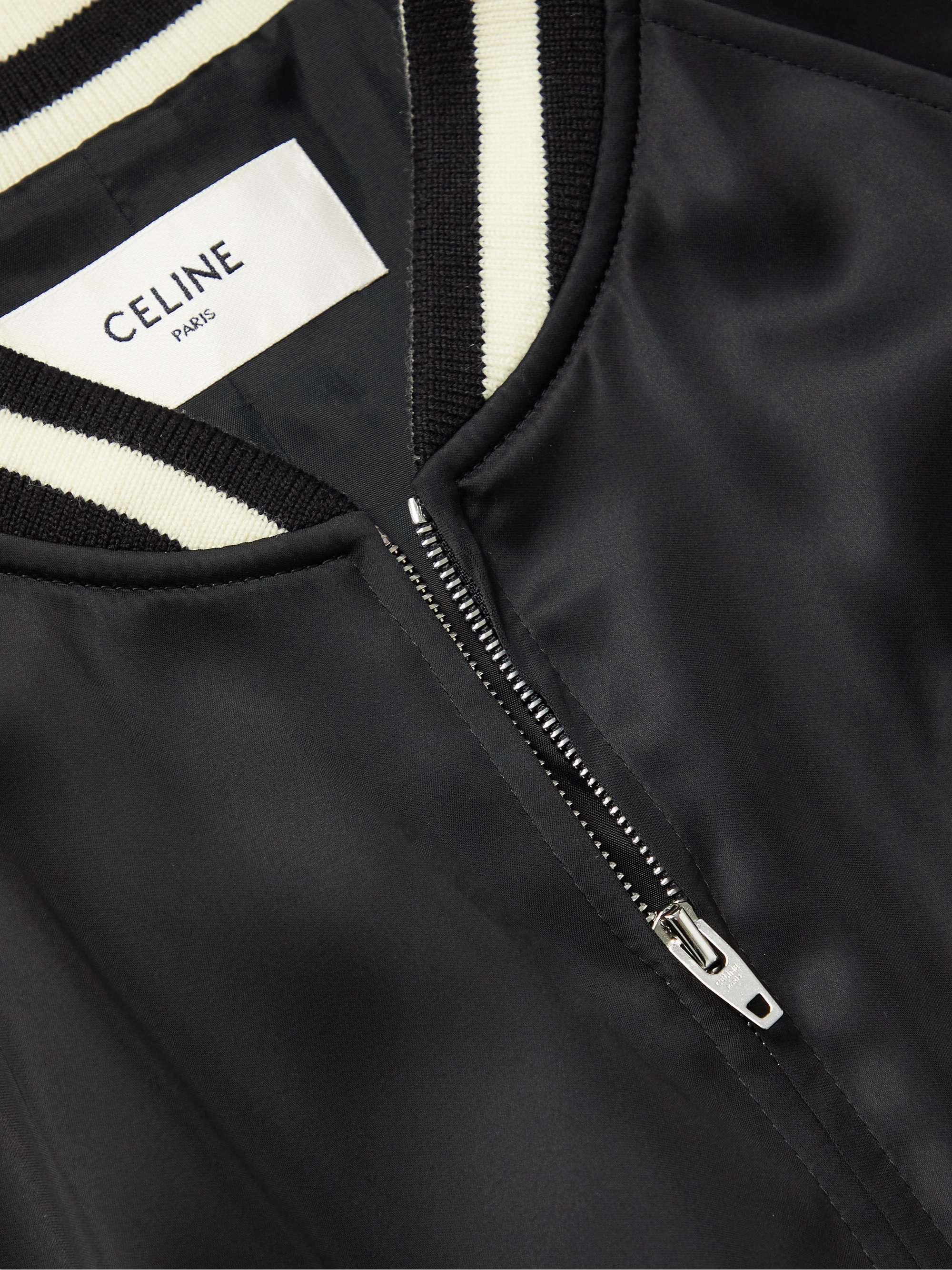 CELINE Appliquéd Satin Bomber Jacket