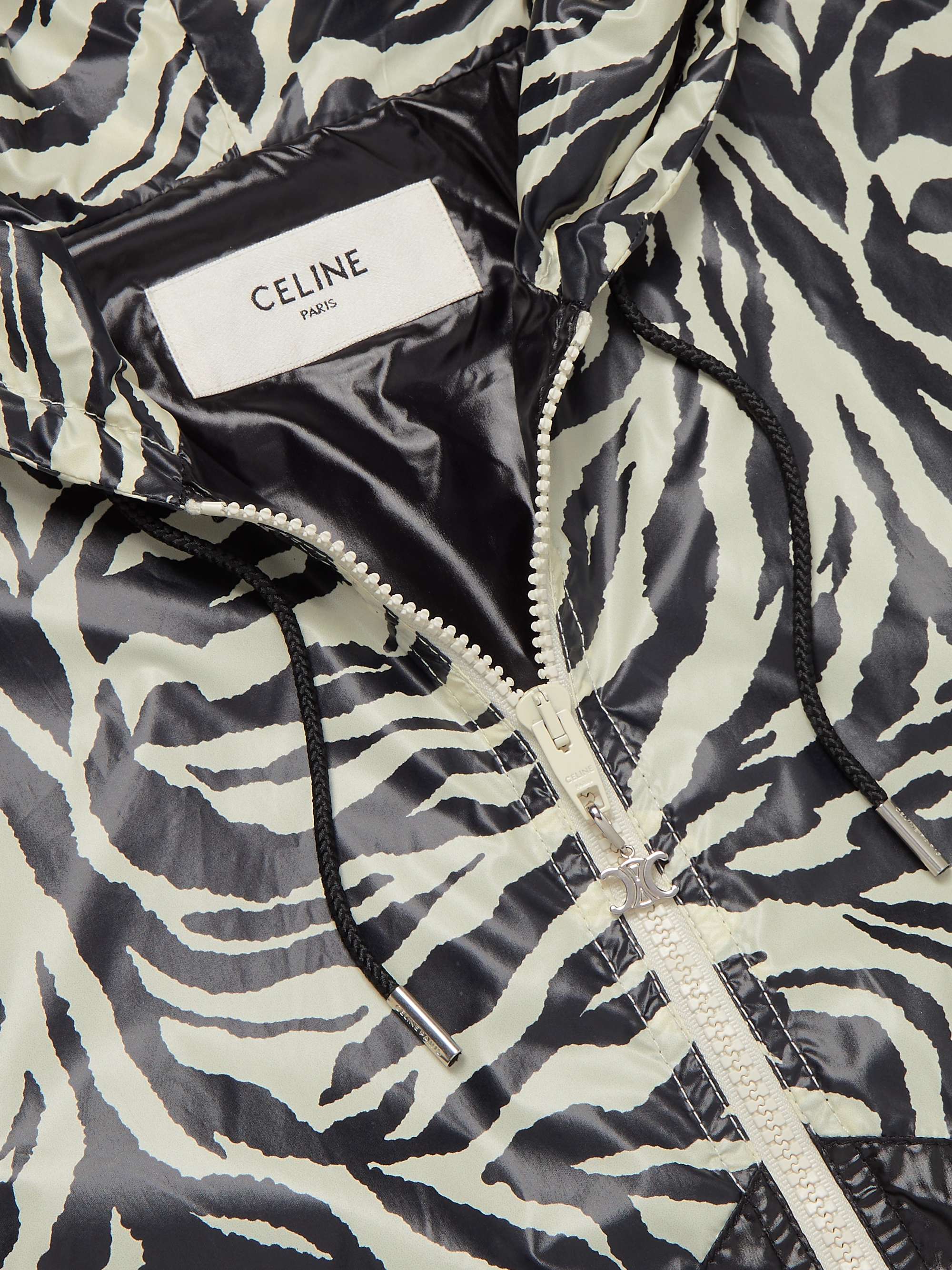 CELINE HOMME Zebra-Print Panelled Shell Hooded Jacket for Men | MR PORTER