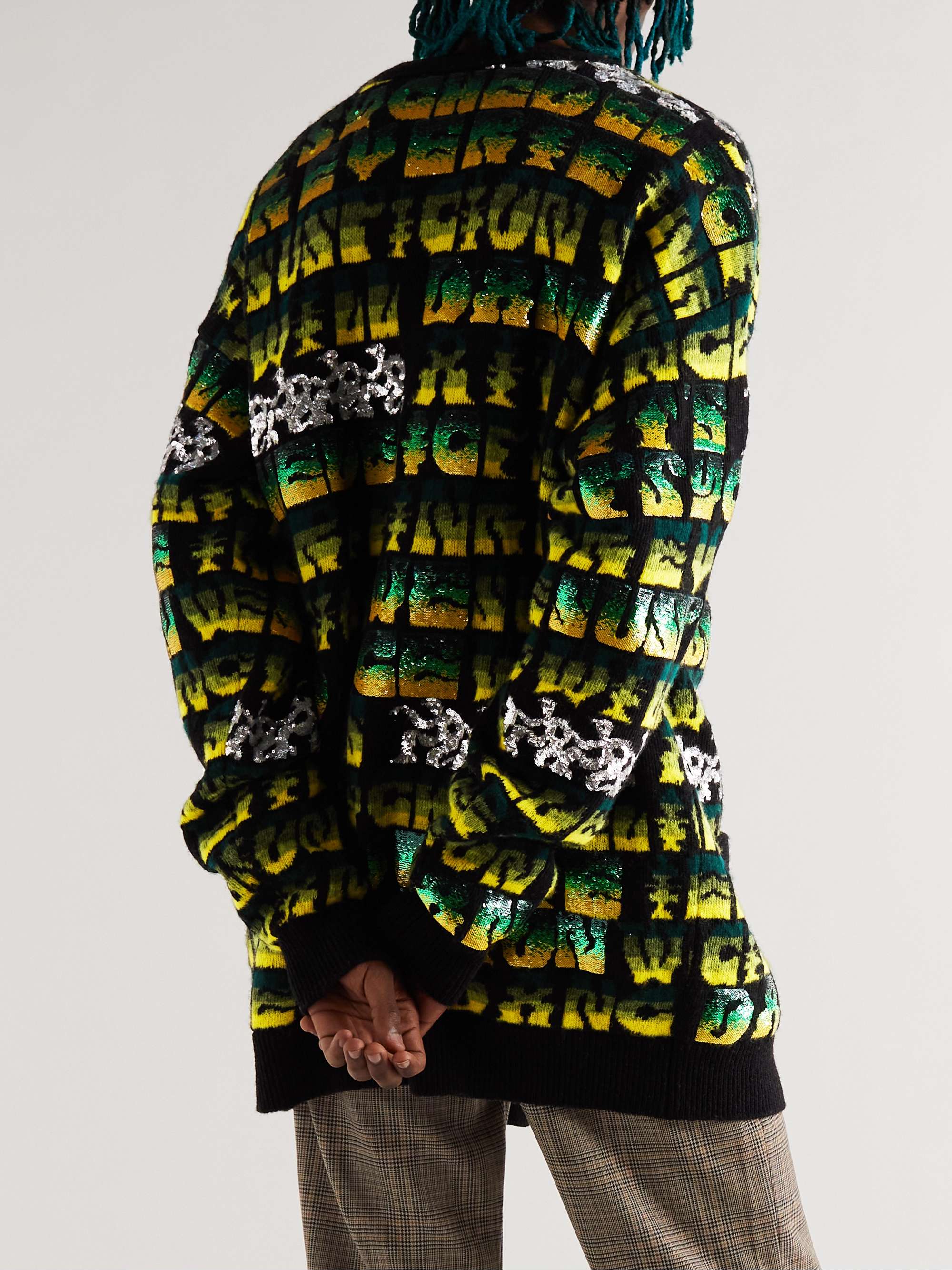 CELINE Oversized Sequin-Embellished Wool-Jacquard Cardigan