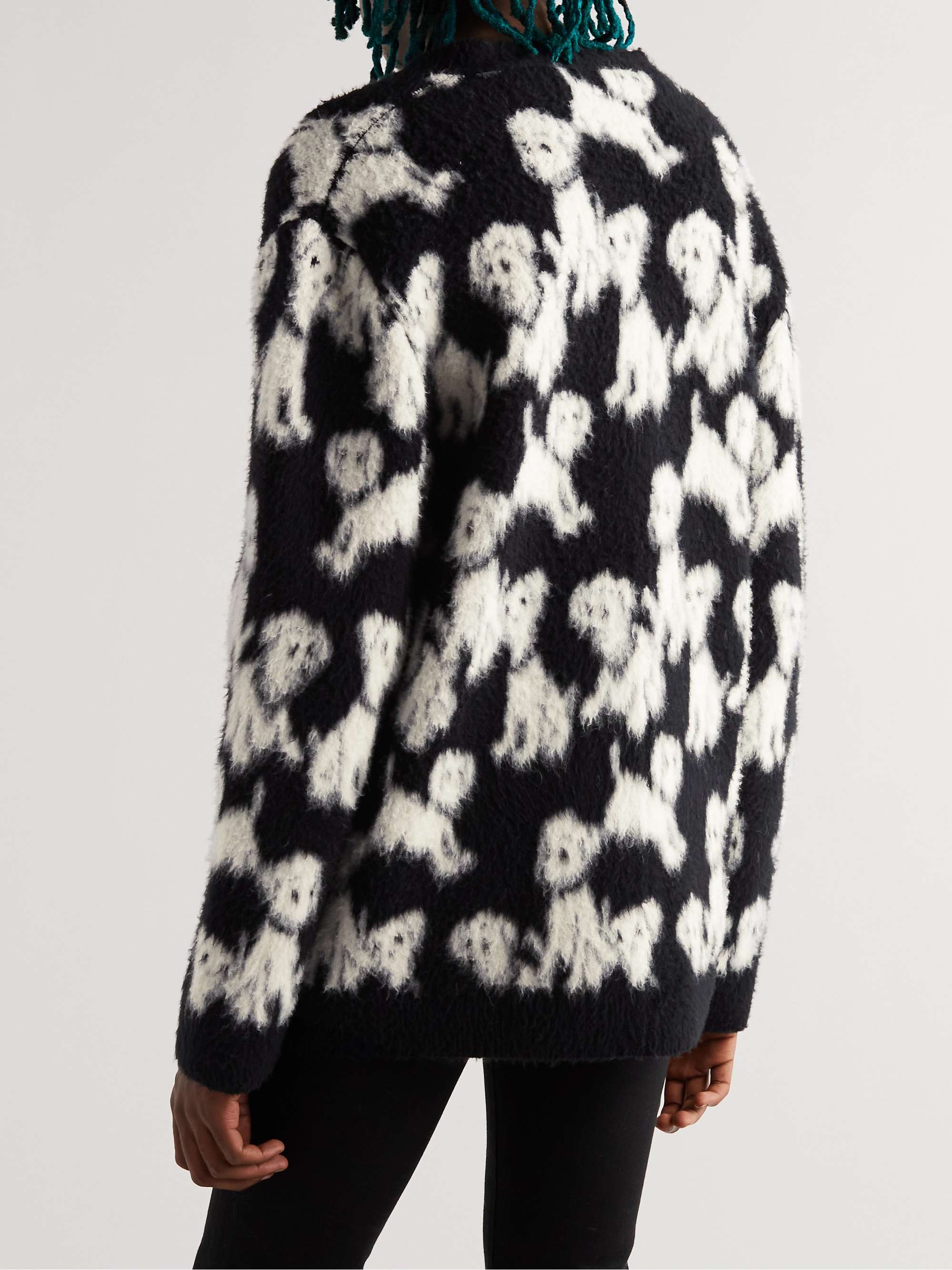CELINE Brushed Cotton-Blend Jacquard Cardigan