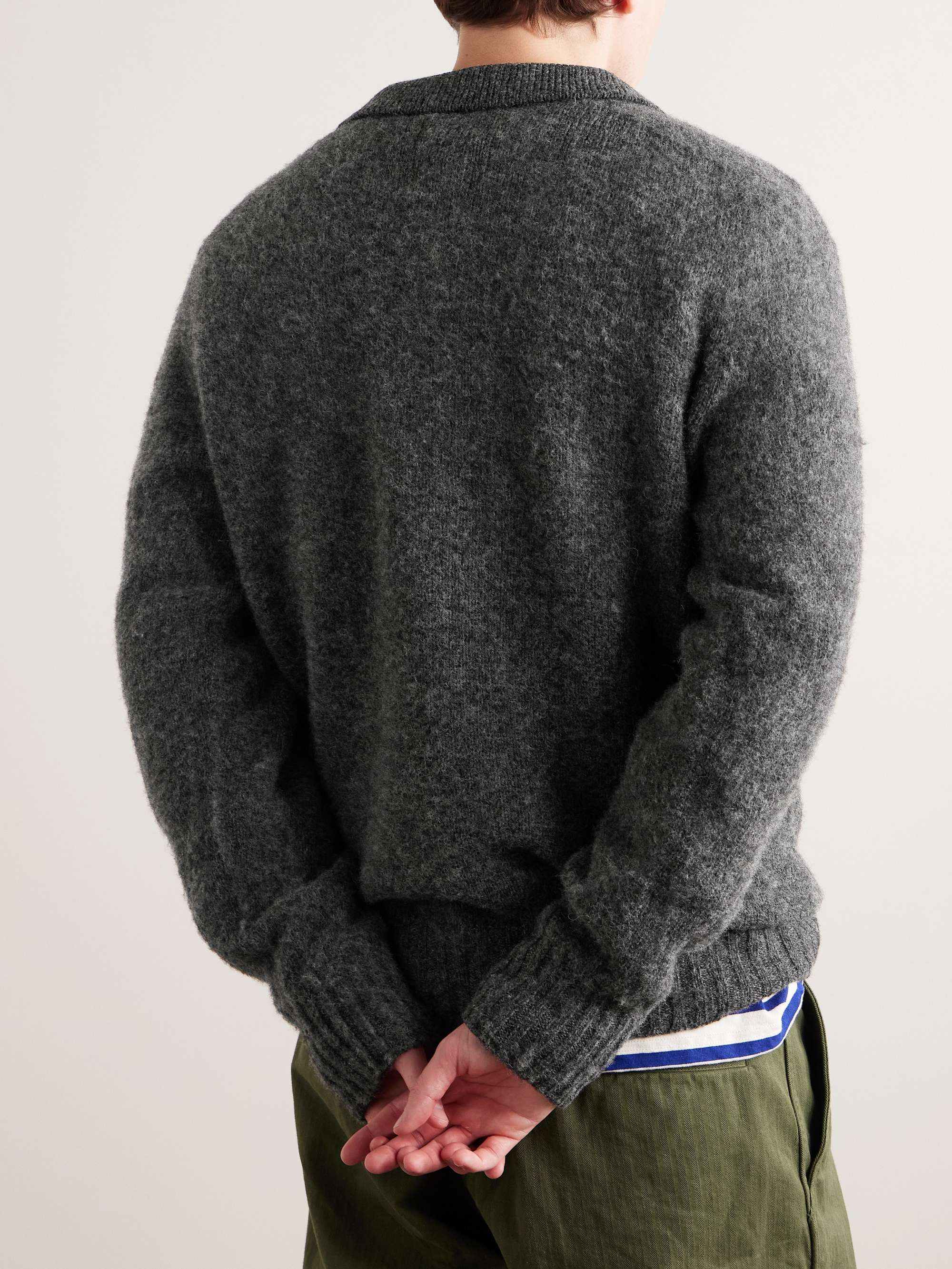 HOWLIN' Ghost Pressure Brushed-Wool Polo Shirt
