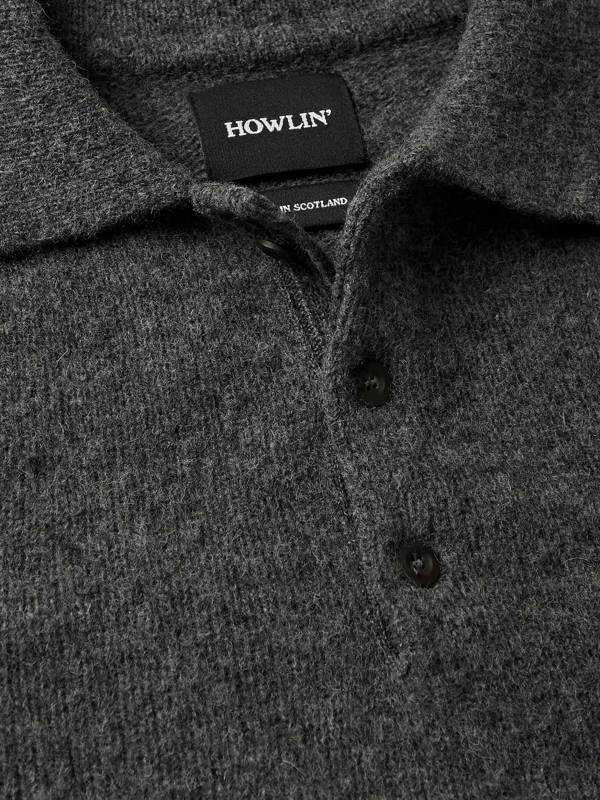 HOWLIN' Ghost Pressure Brushed-Wool Polo Shirt