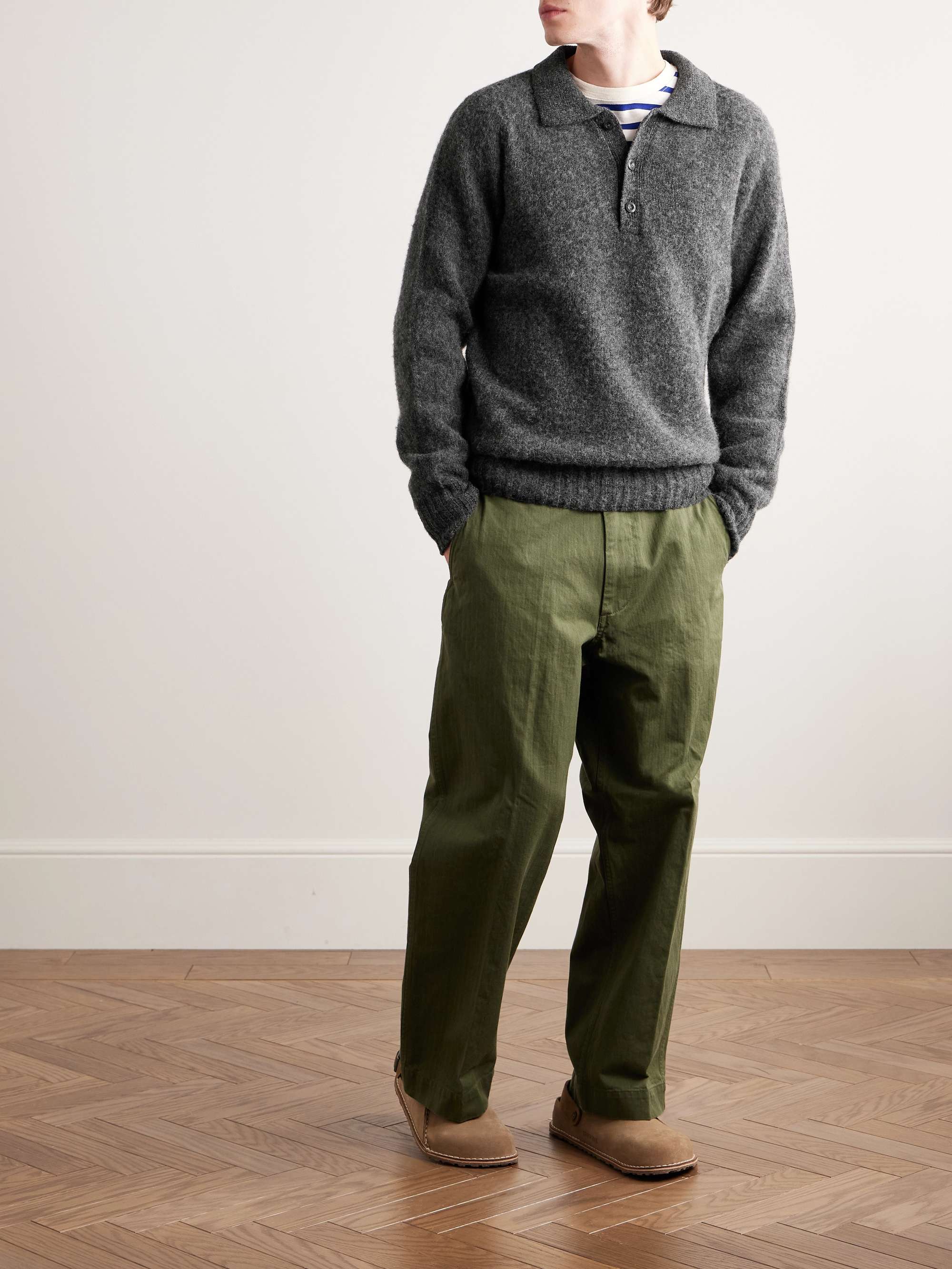 HOWLIN' Ghost Pressure Brushed-Wool Polo Shirt
