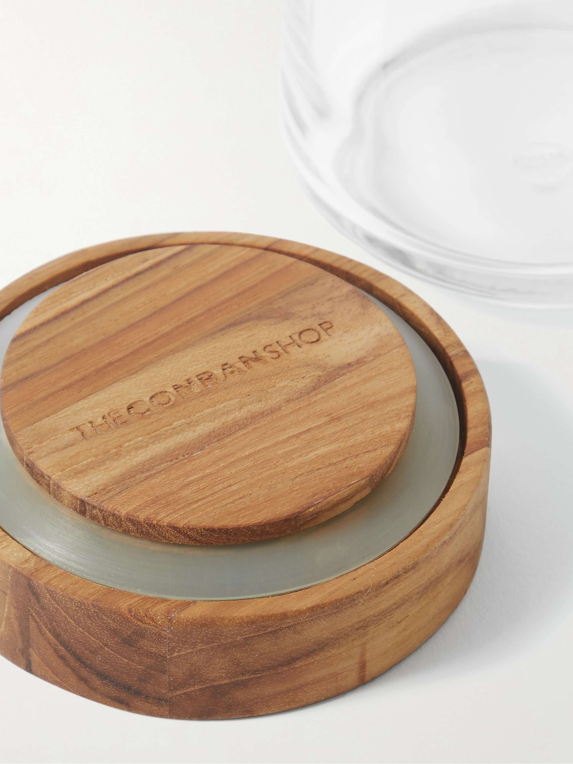 THE CONRAN SHOP Large Teak Wood and Glass Storage Stacking Jar