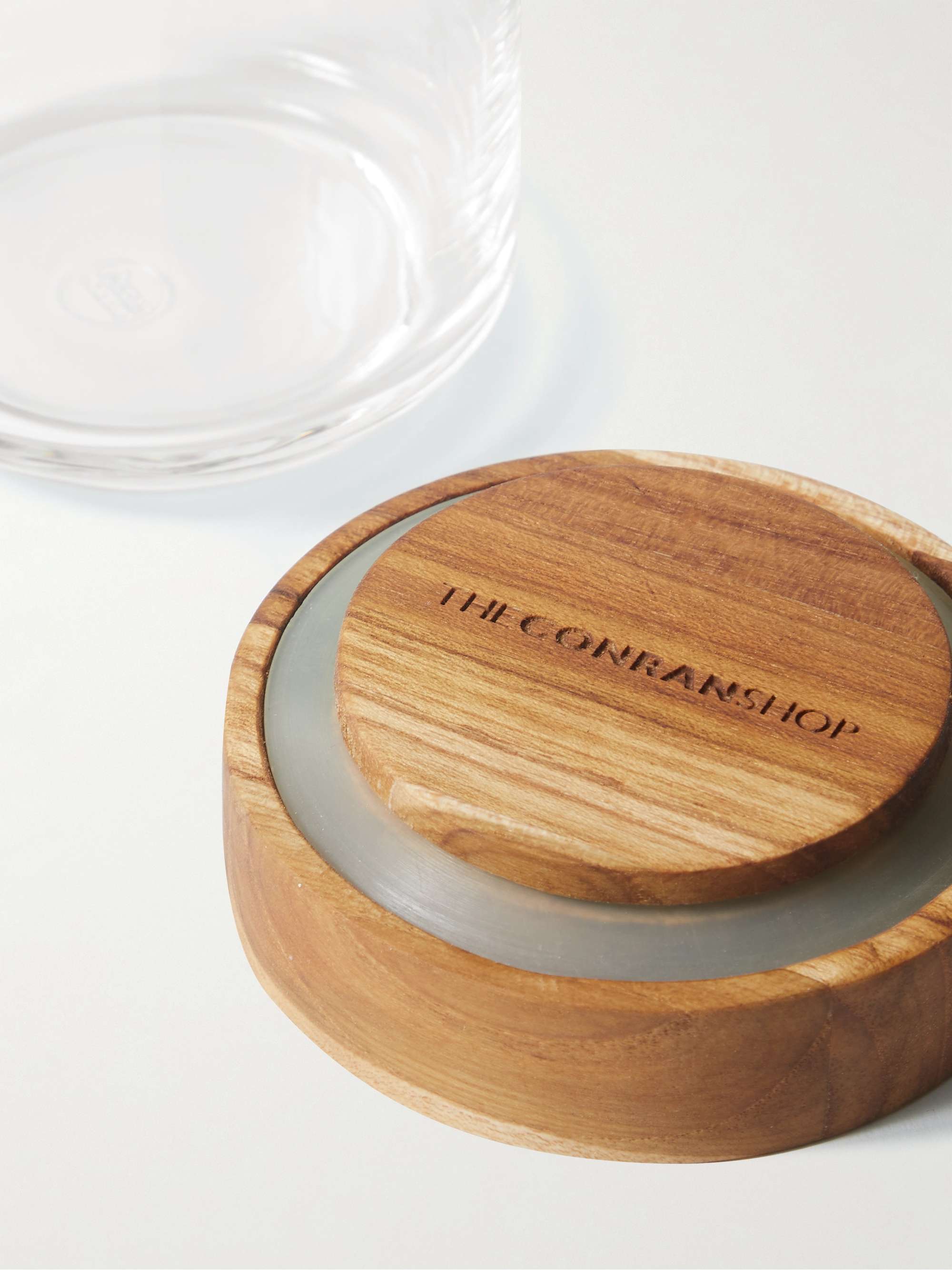 THE CONRAN SHOP Large Teak Wood and Glass Storage Stacking Jar