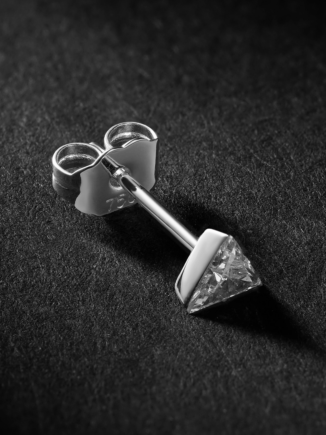 Maria Tash Invisible Set Triangle 4mm 18-karat White Gold Diamond Single Earring In Silver