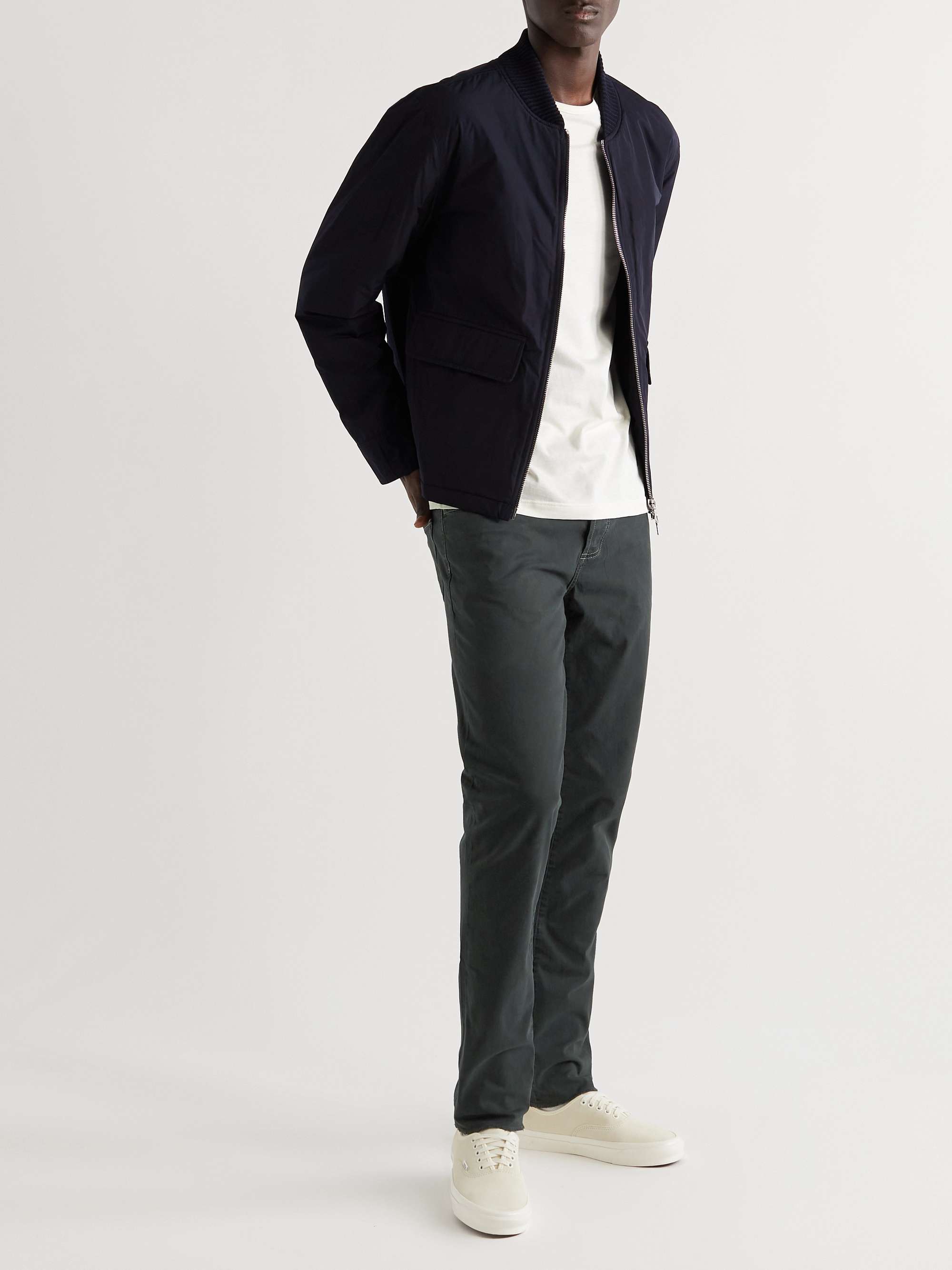JAMES PERSE Straight-Leg Brushed Cotton-Blend Twill Trousers