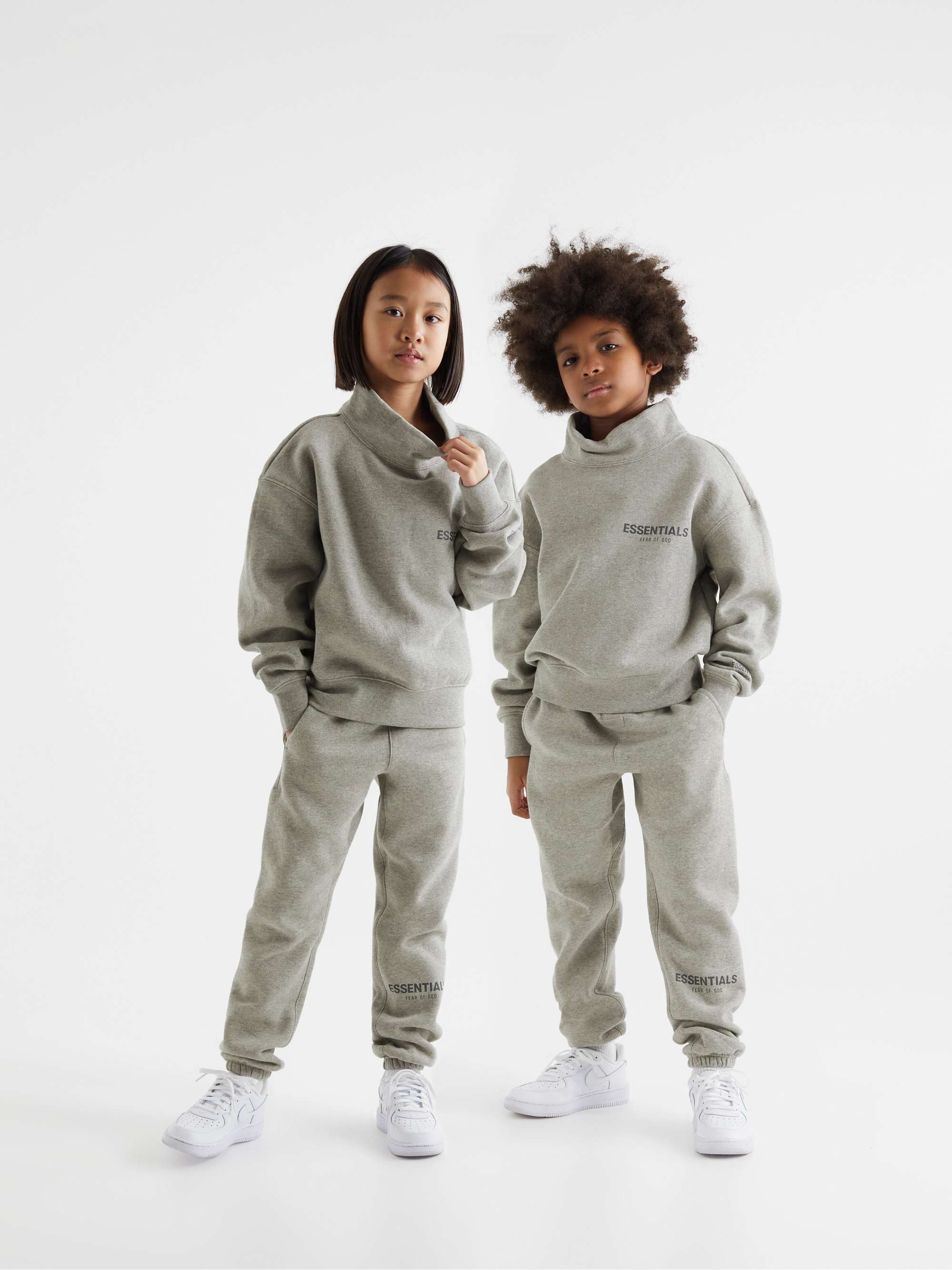 FEAR OF GOD ESSENTIALS KIDS Logo-Print Cotton-Blend Jersey Mock-Neck Sweatshirt