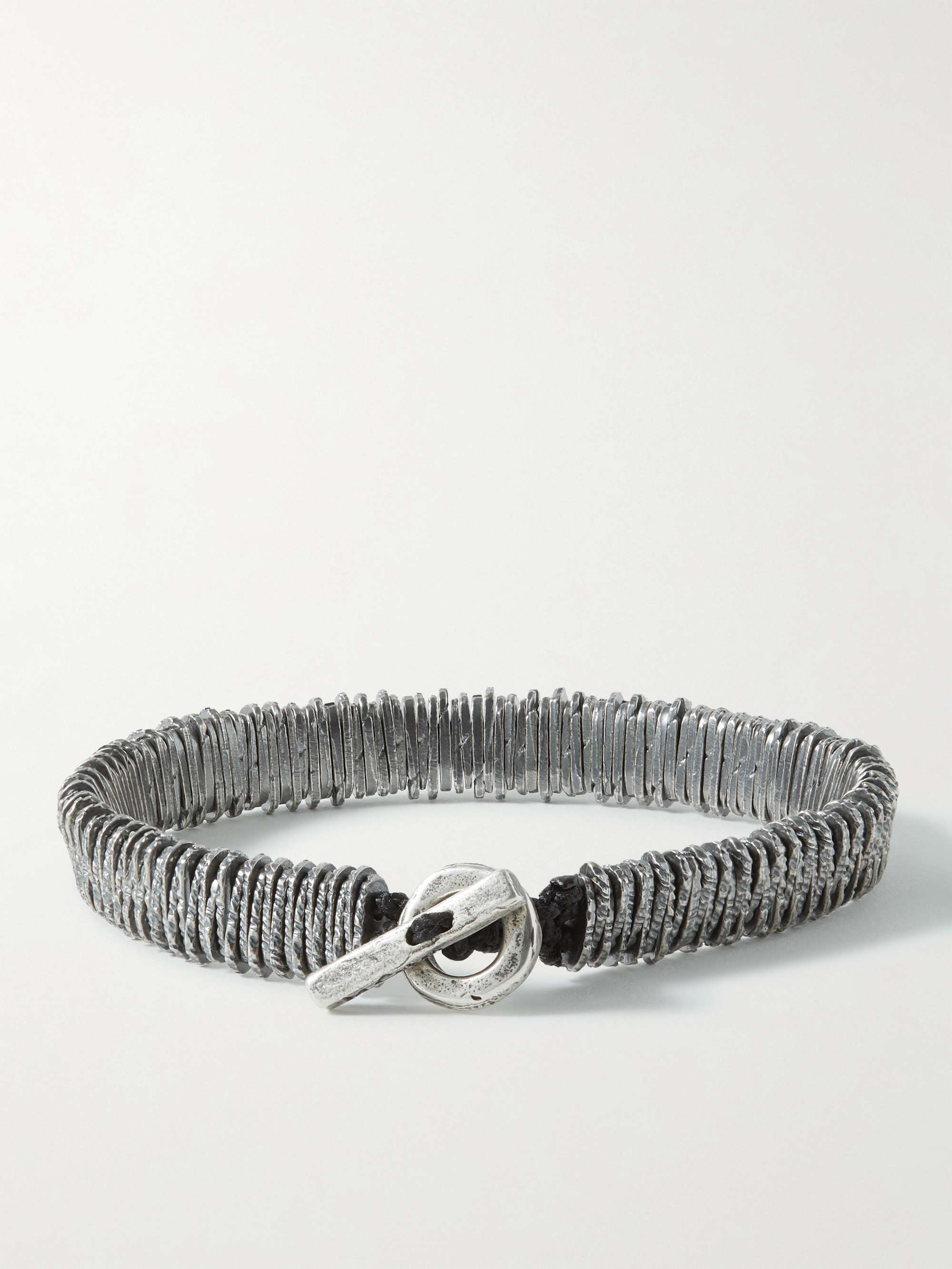 M.COHEN Burnished Silver and Cord Bracelet