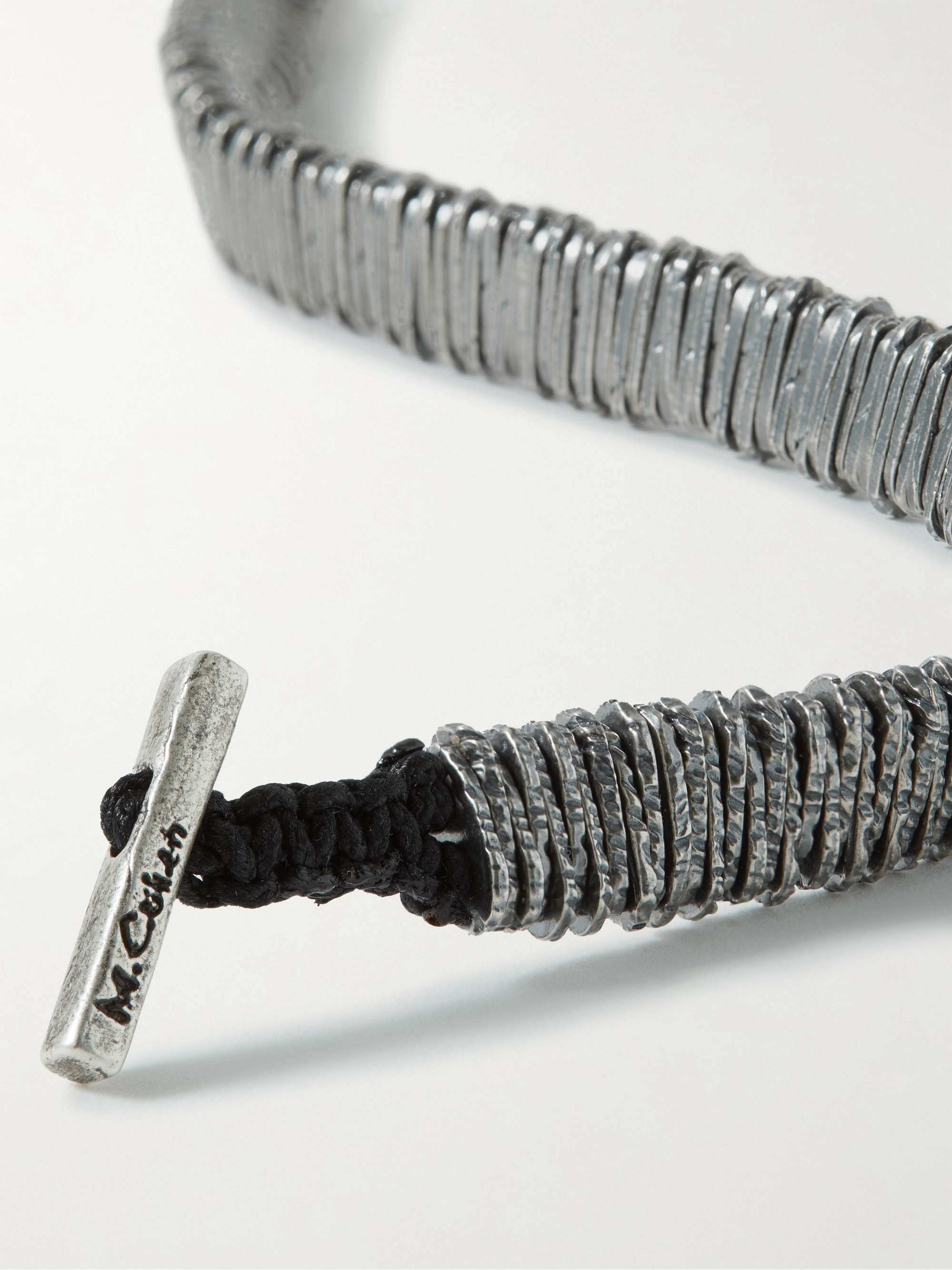 M.COHEN Burnished Silver and Cord Bracelet