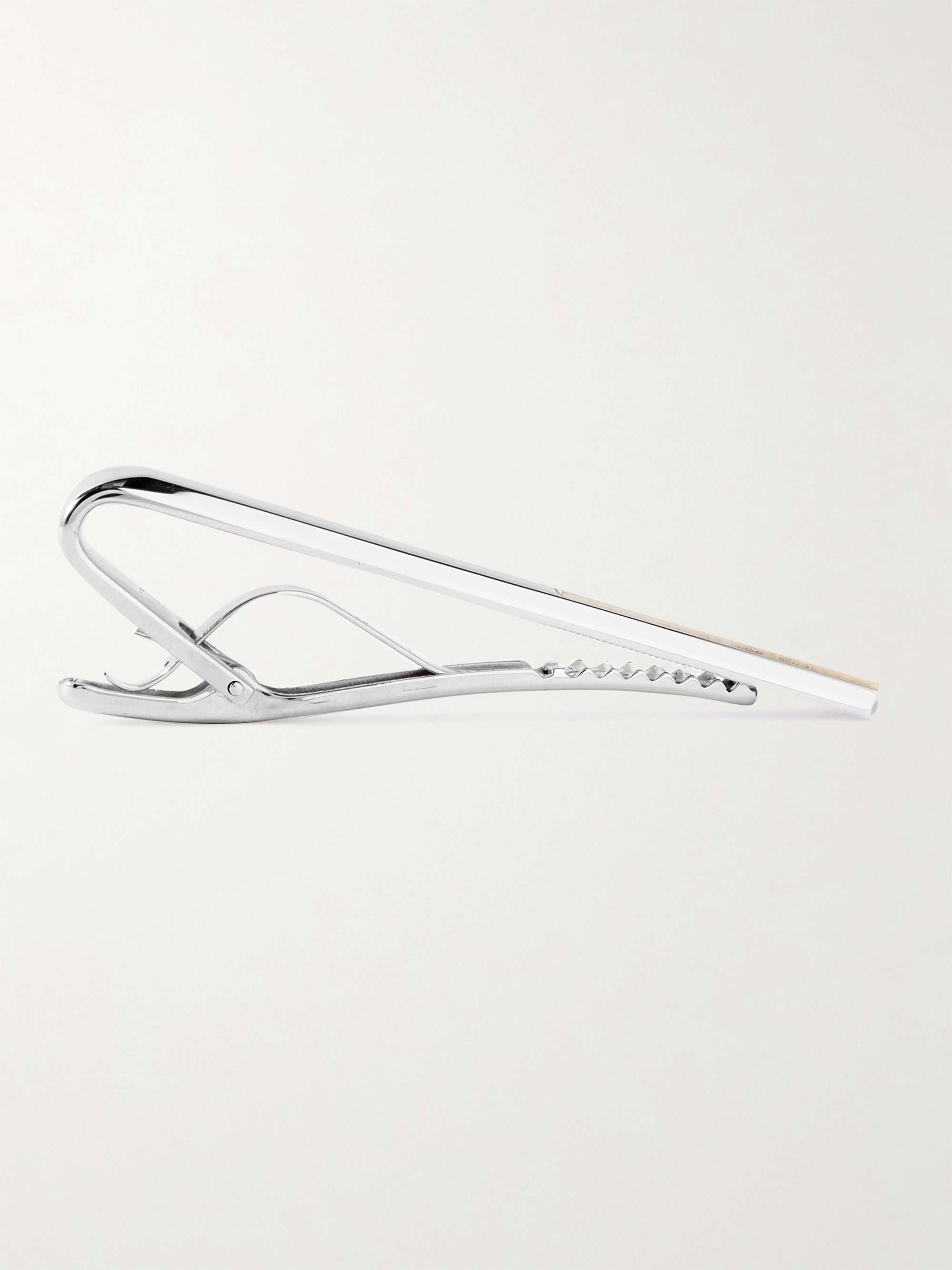 Gucci: Silver Interlocking G Tie Bar