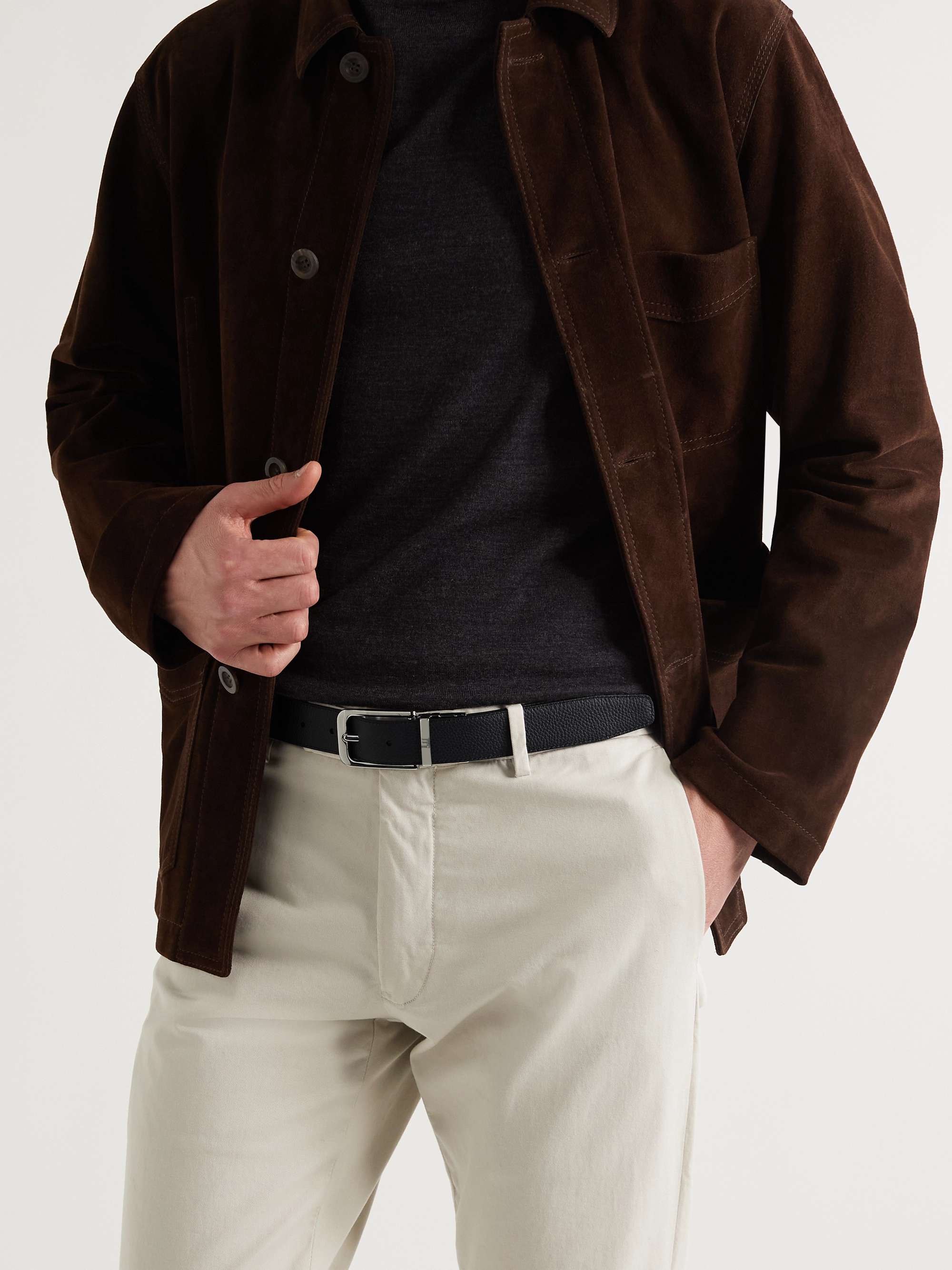 DUNHILL 3cm Reversible Full-Grain Leather Belt