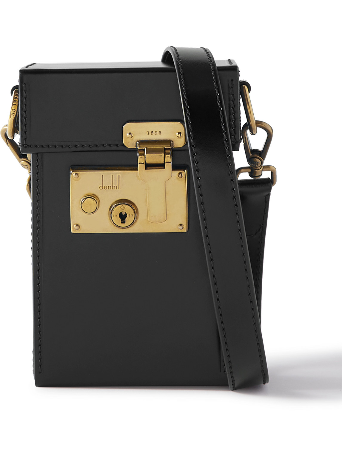 Dunhill Lock Leather Messenger Bag In Black ModeSens