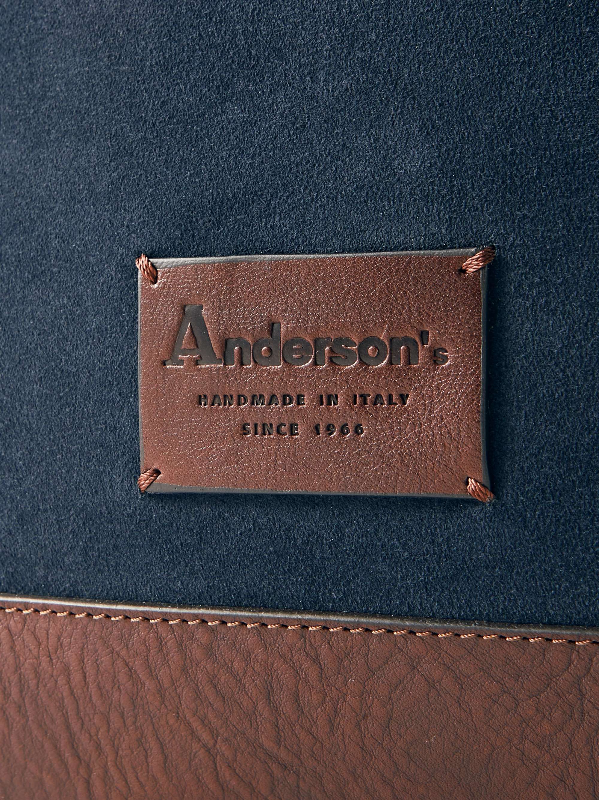ANDERSON'S Textured Leather-Trimmed Suede Backpack