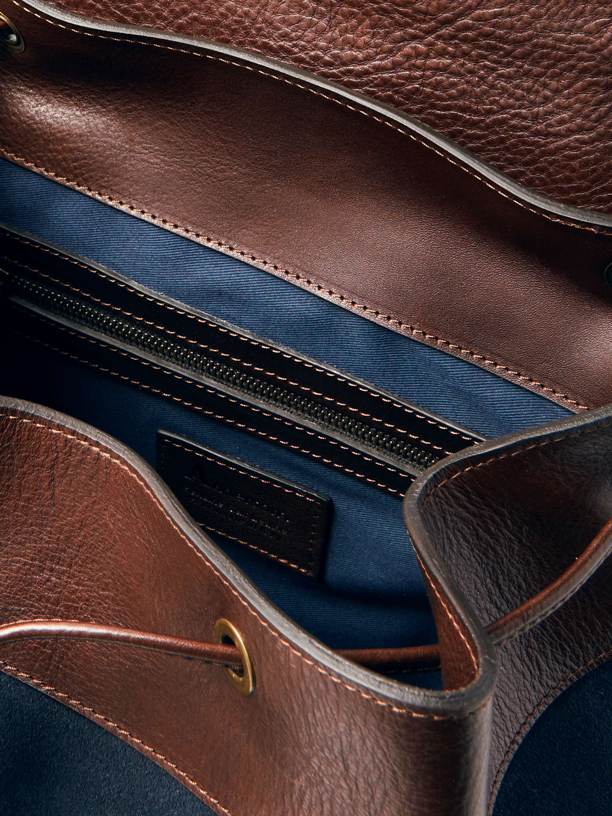 ANDERSON'S Textured Leather-Trimmed Suede Backpack