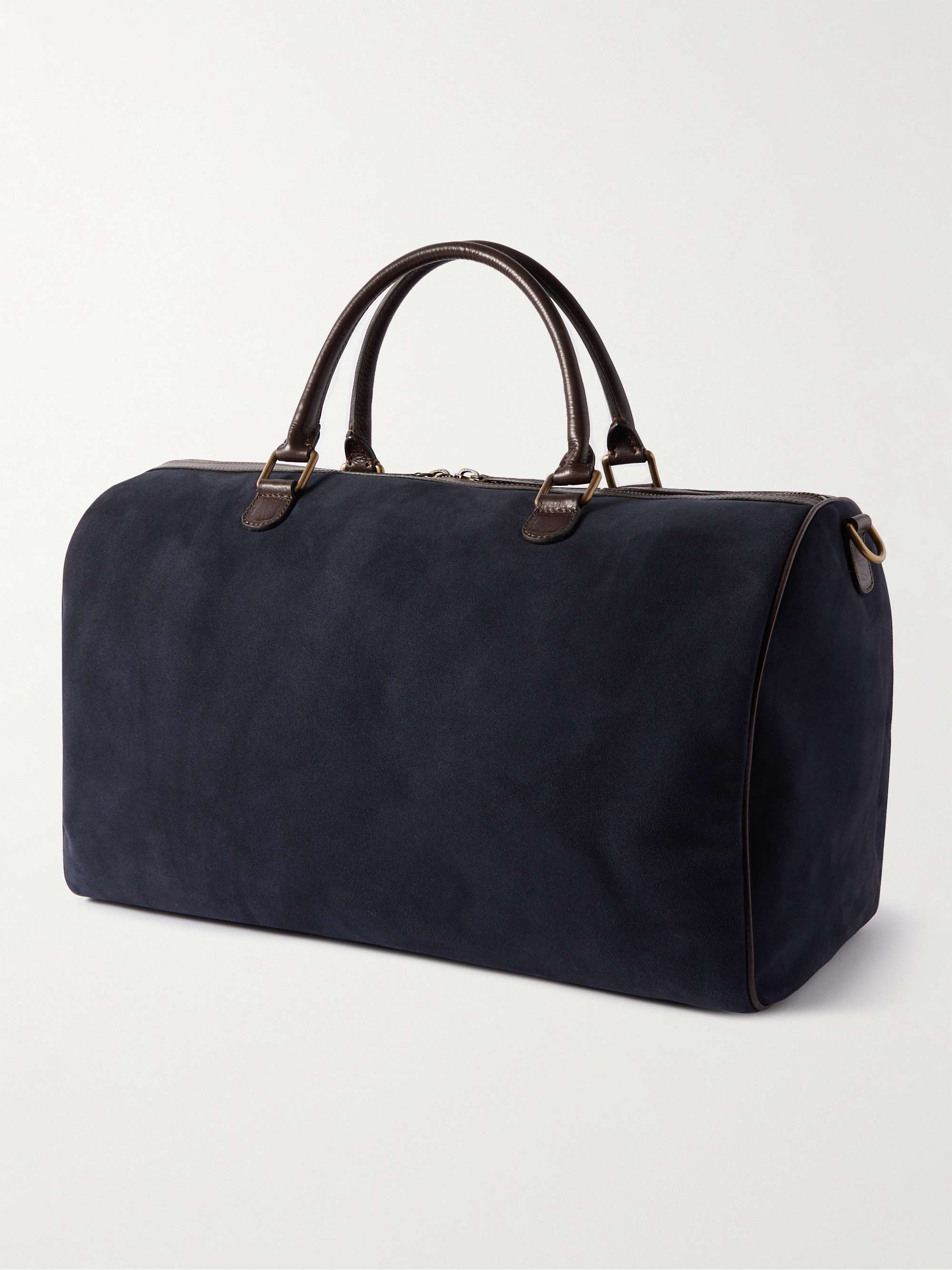 ANDERSON'S Leather-Trimmed Suede Duffle Bag