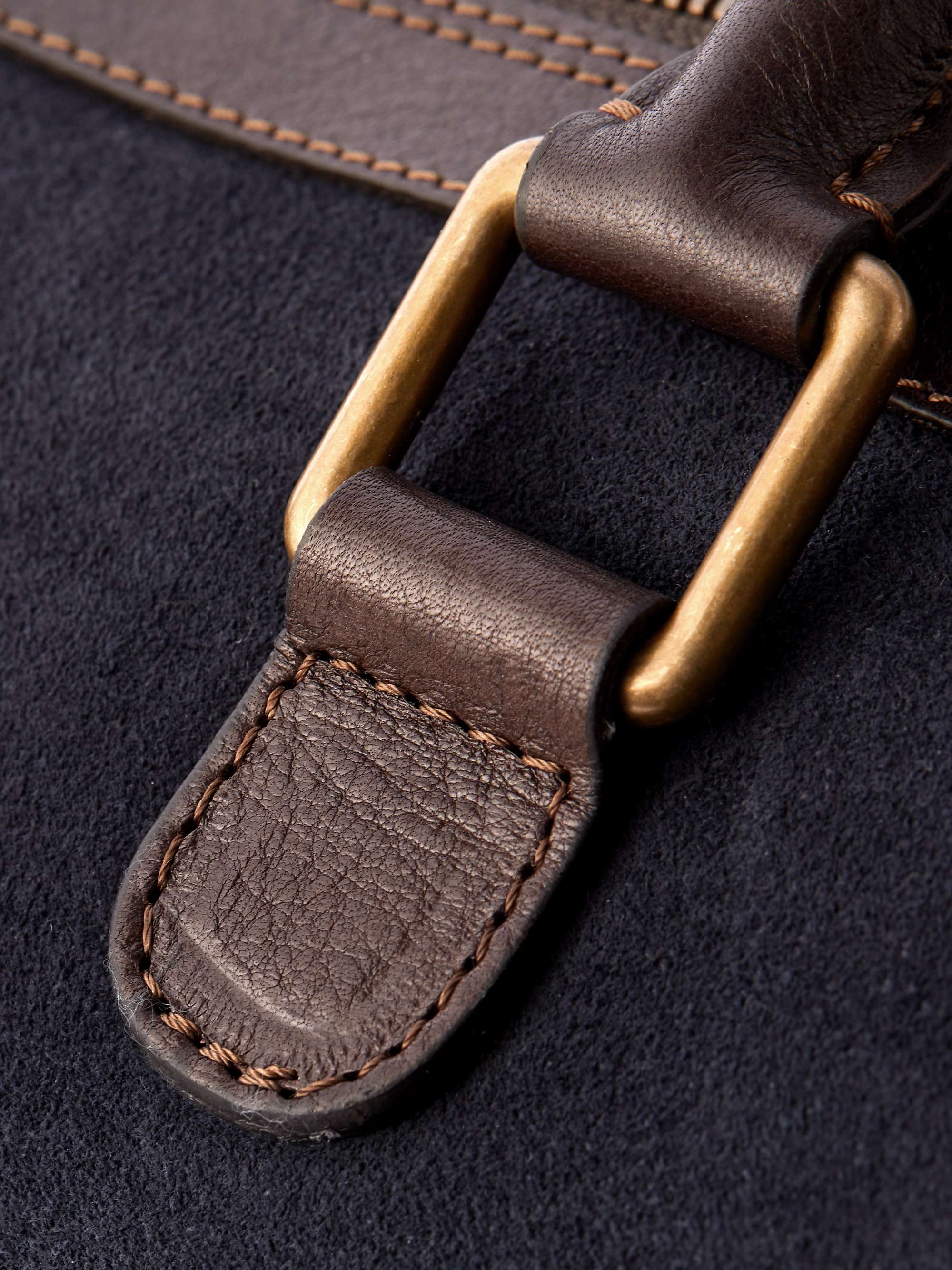 ANDERSON'S Leather-Trimmed Suede Duffle Bag
