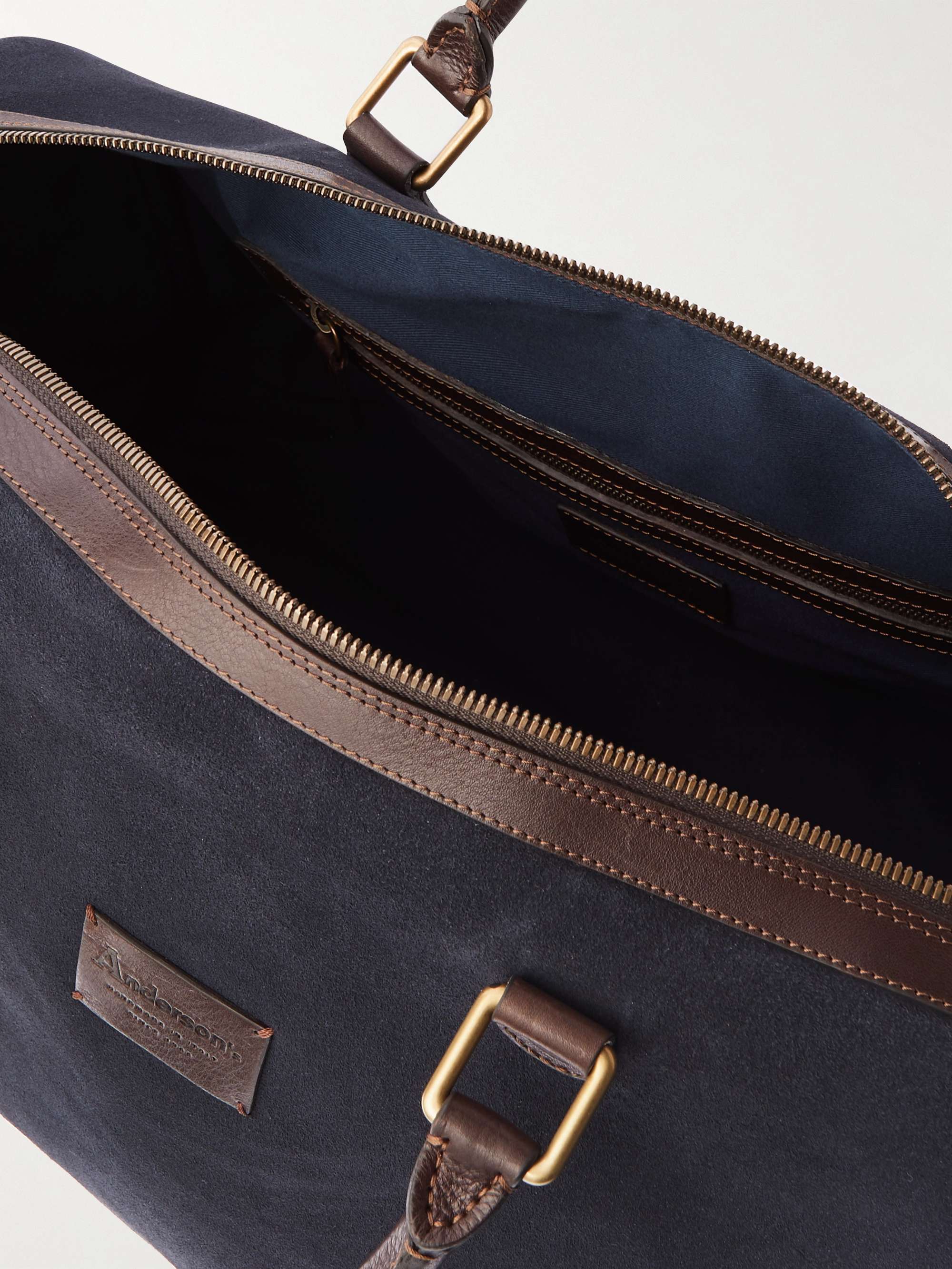 ANDERSON'S Leather-Trimmed Suede Duffle Bag