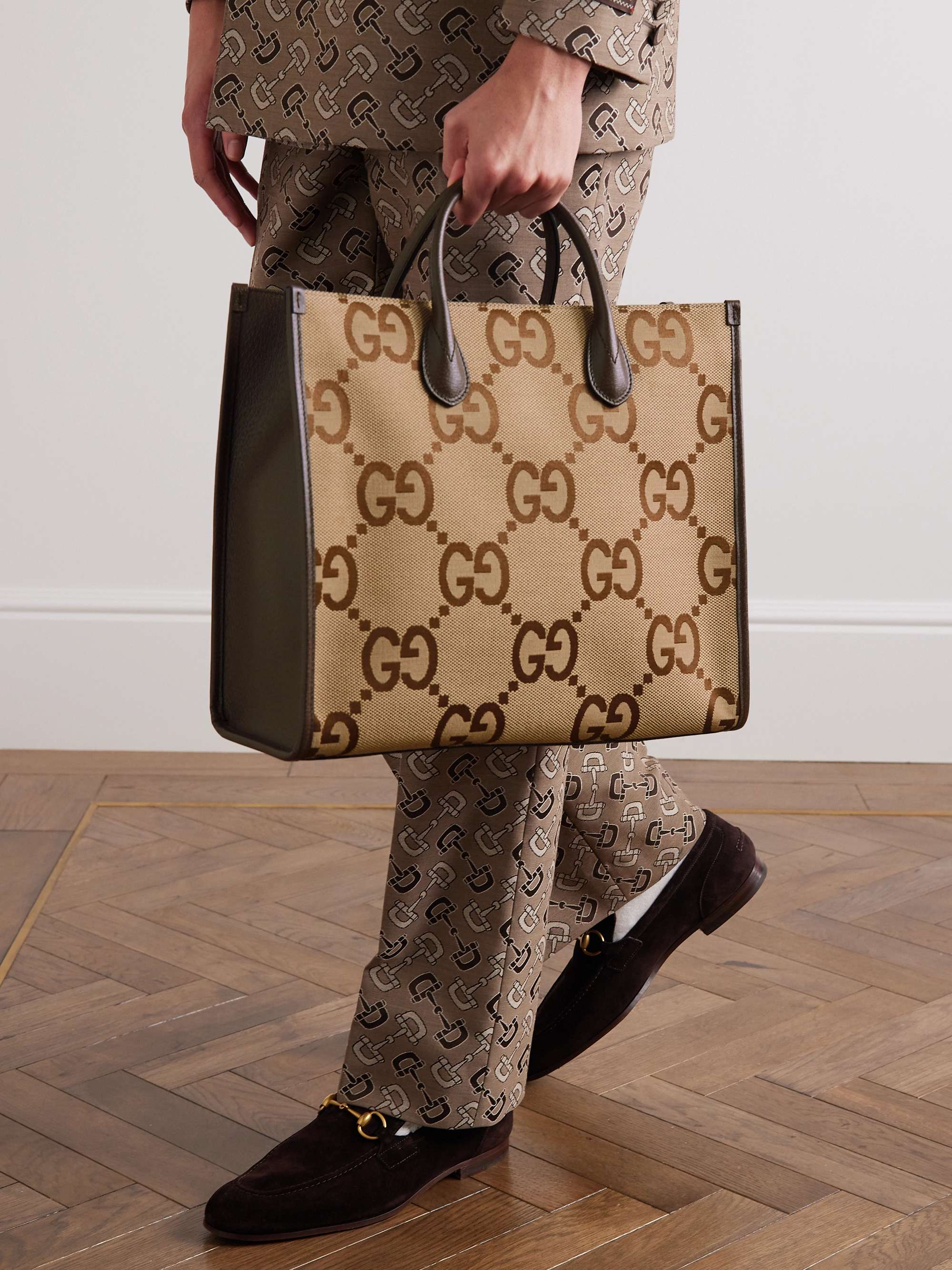 inschakelen Normaal gesproken Gewoon GUCCI Leather-Trimmed Monogrammed Coated-Canvas Tote Bag | MR PORTER