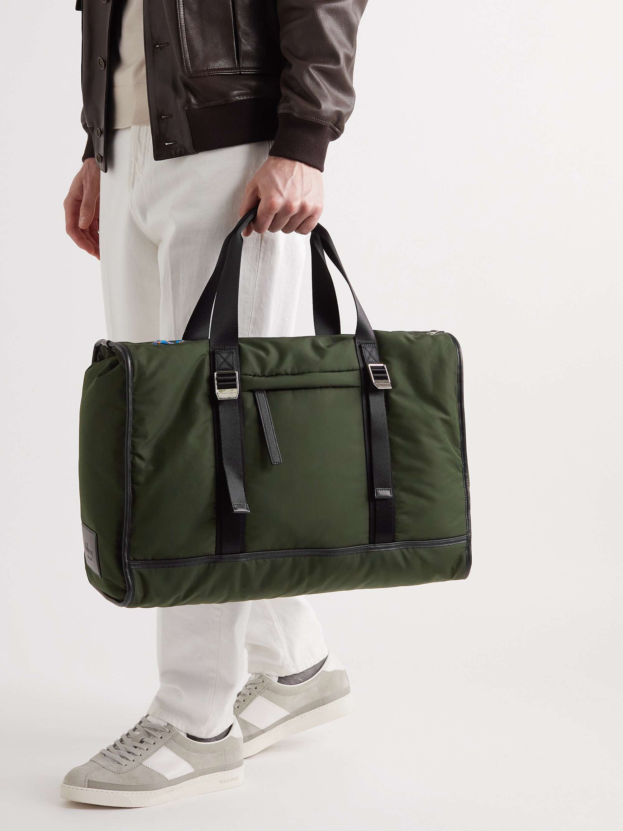 MULBERRY Leather-Trimmed Padded Recycled-Nylon Holdall