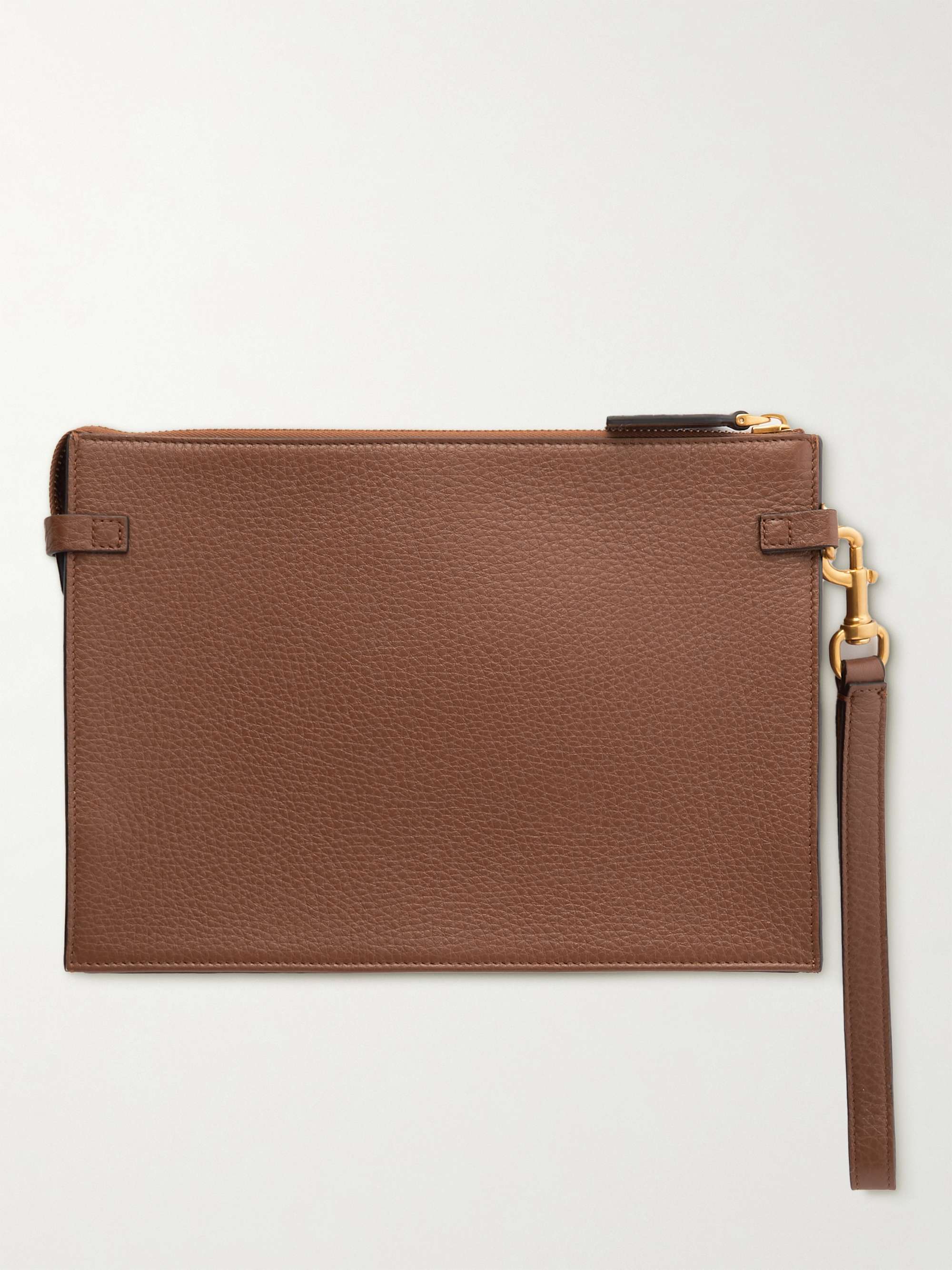 VALENTINO GARAVANI Valentino Garavani Logo-Debossed Full-Grain Leather Pouch