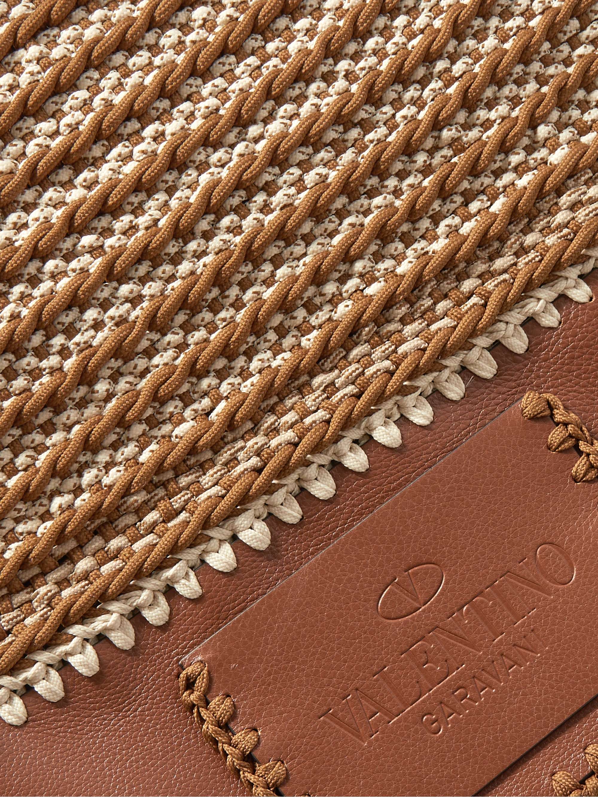 VALENTINO GARAVANI Valentino Garavani Macramé and Full-Grain Leather Tote Bag