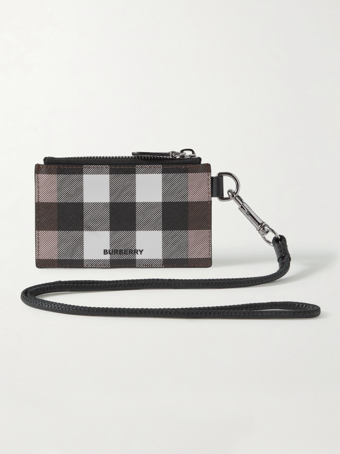 Burberry - Leather-Trimmed Checked E-Canvas Cardholder With Lanyard - Men -  Brown for Men
