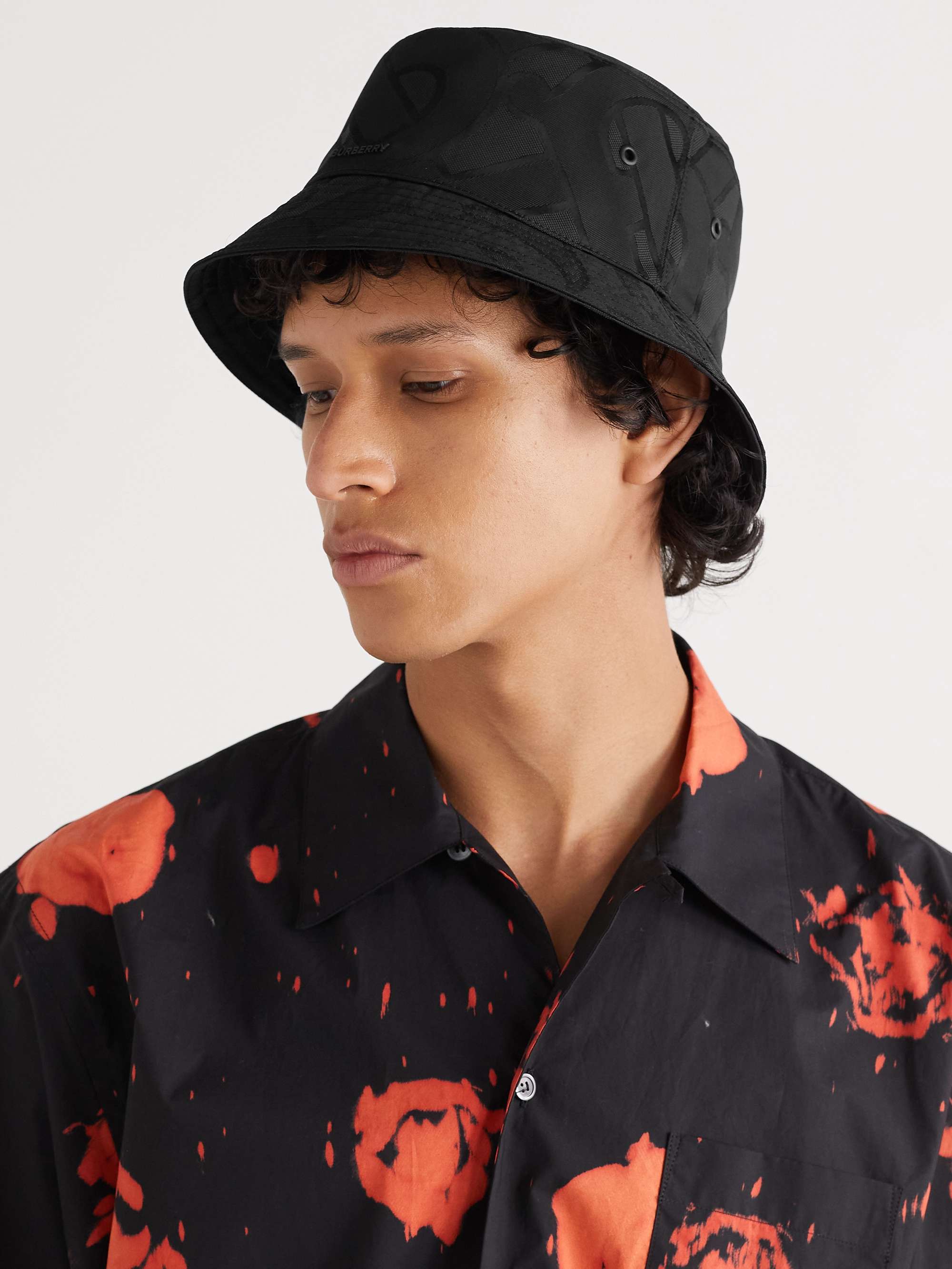 BURBERRY Logo-Jacquard Shell Bucket Hat