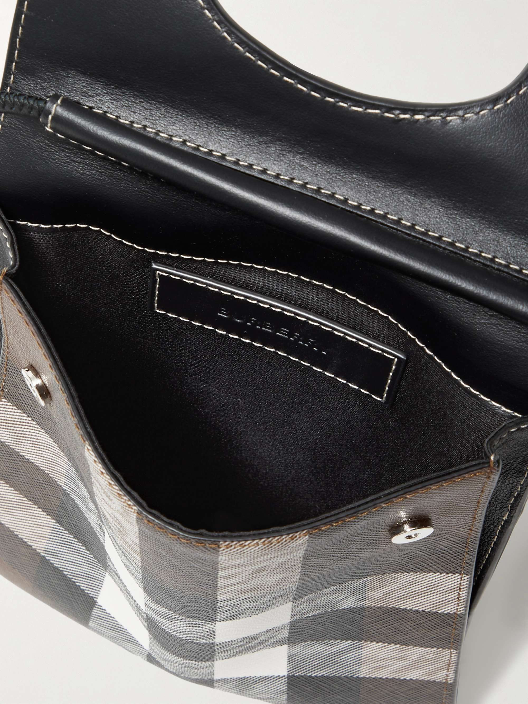 BURBERRY Checked E-Canvas and Leather Pouch with Lanyard
