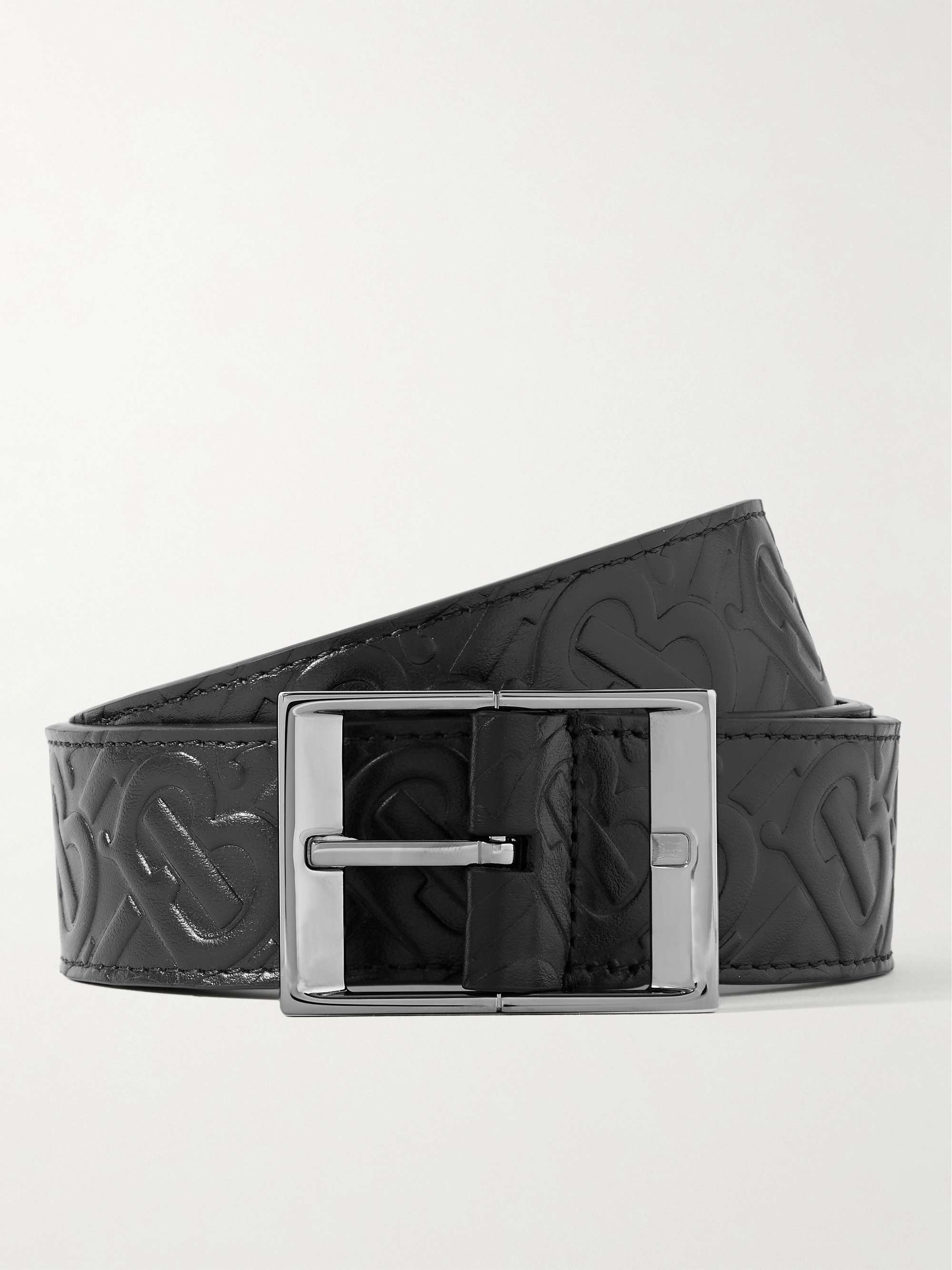 4cm Logo-Embossed Leather Belt