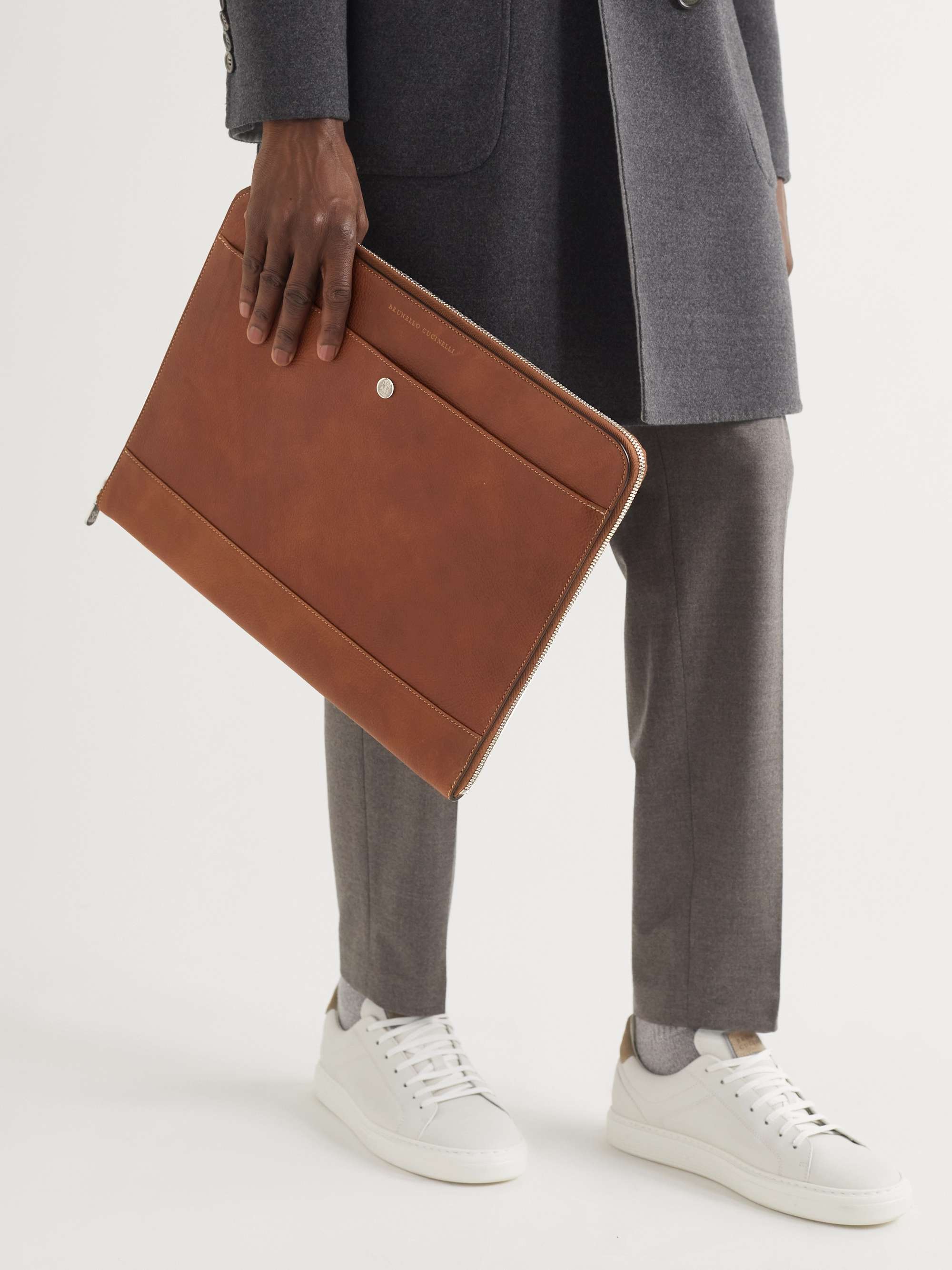 BRUNELLO CUCINELLI Full-Grain Leather Pouch