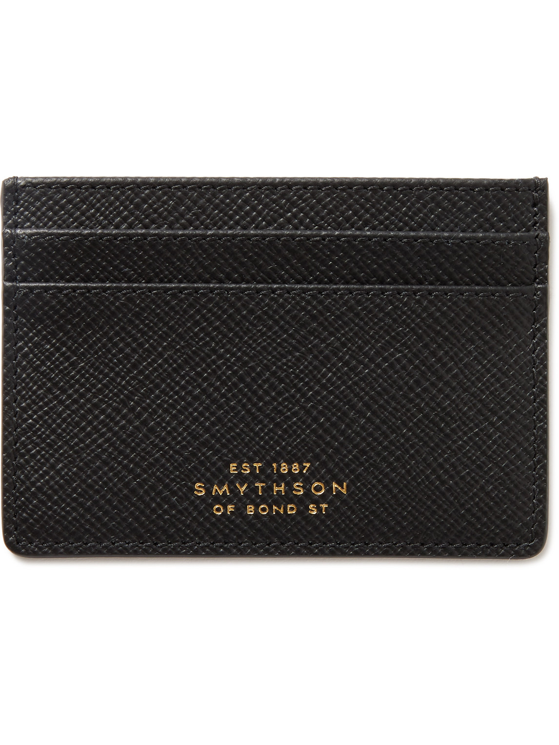 Smythson Panama Cross-grain Leather Cardholder In Black