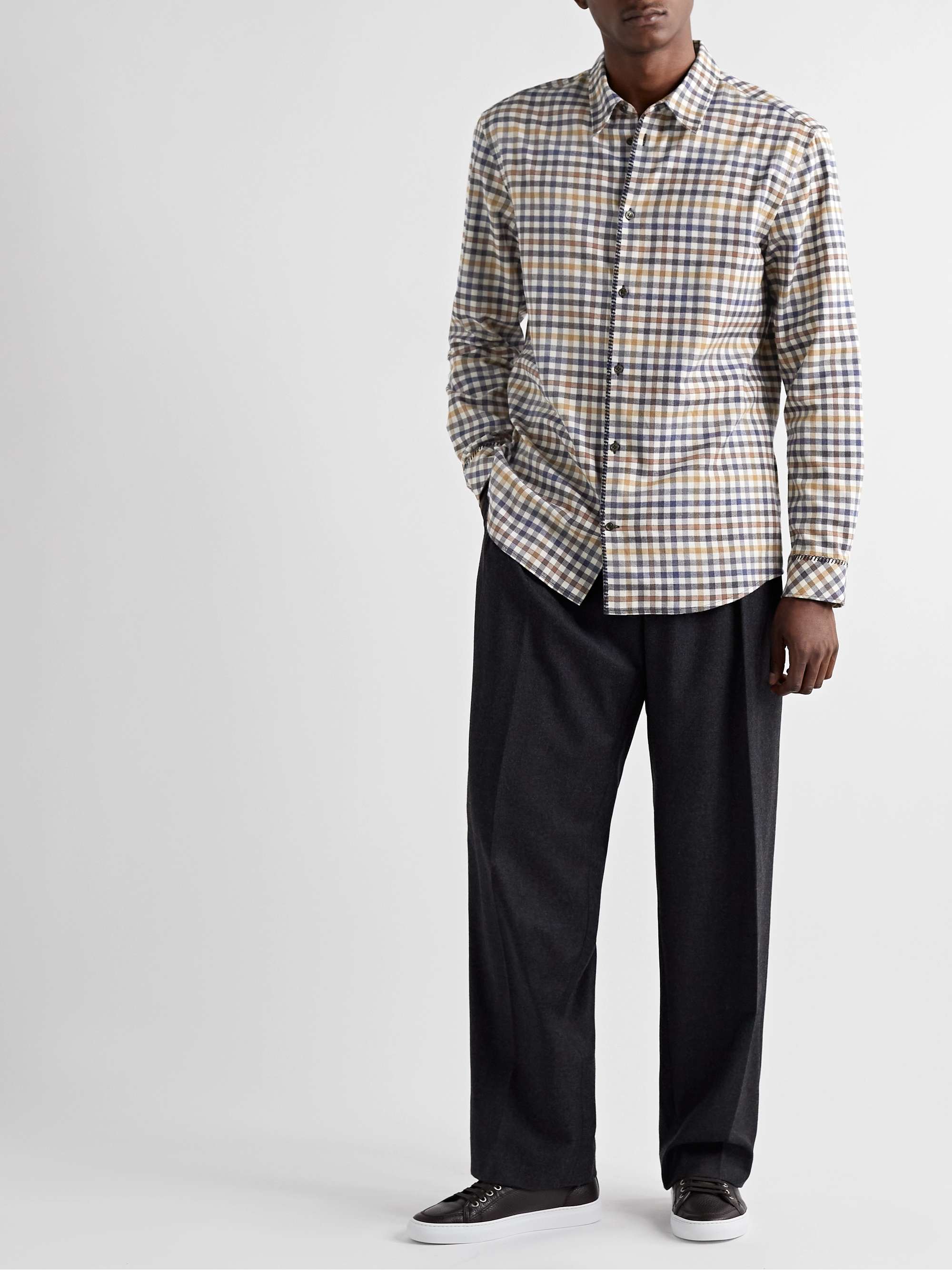 GABRIELA HEARST Quevedo Checked Brushed-Cotton Shirt