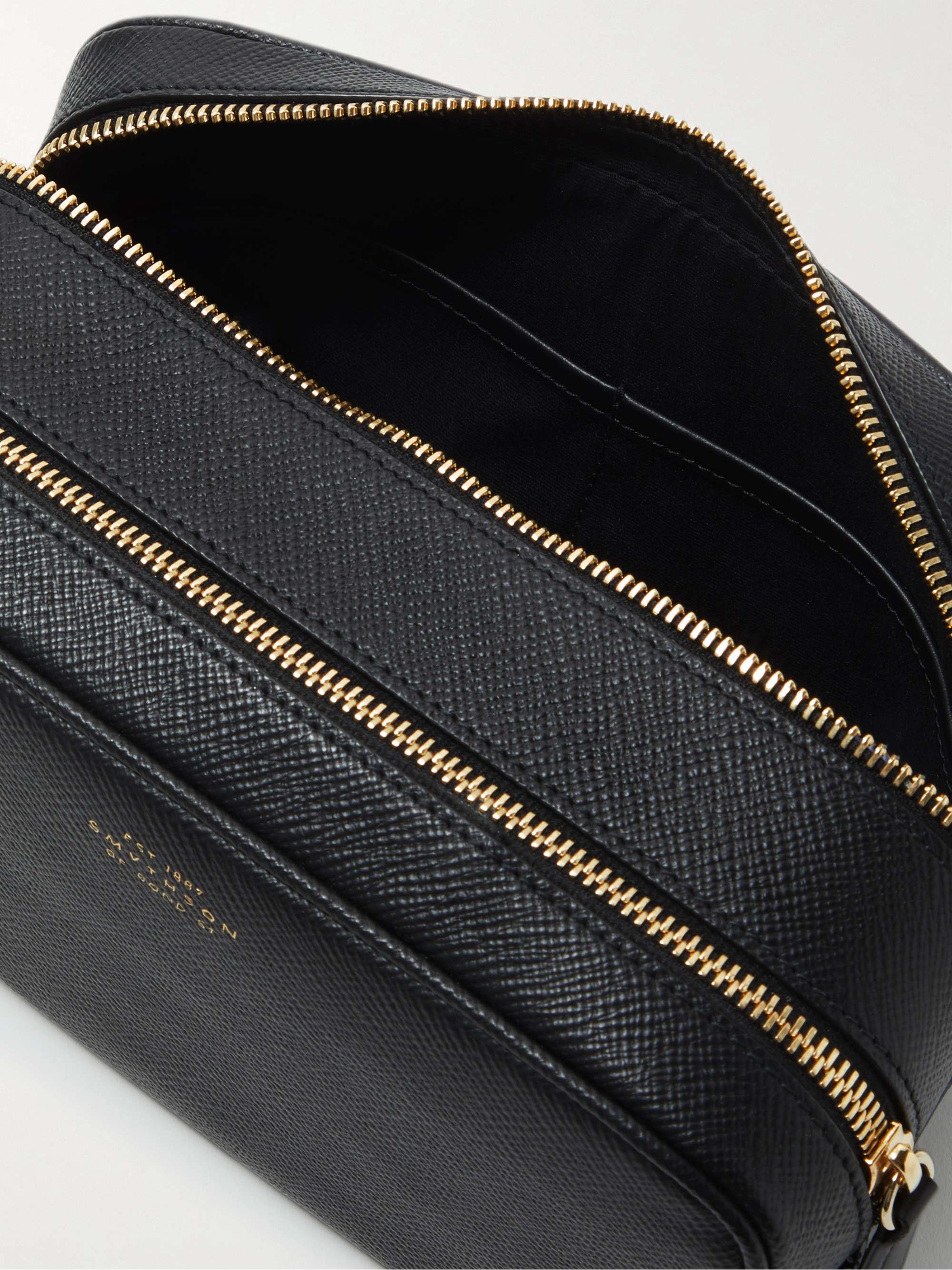 SMYTHSON Panama Cross-Grain Leather Wash Bag