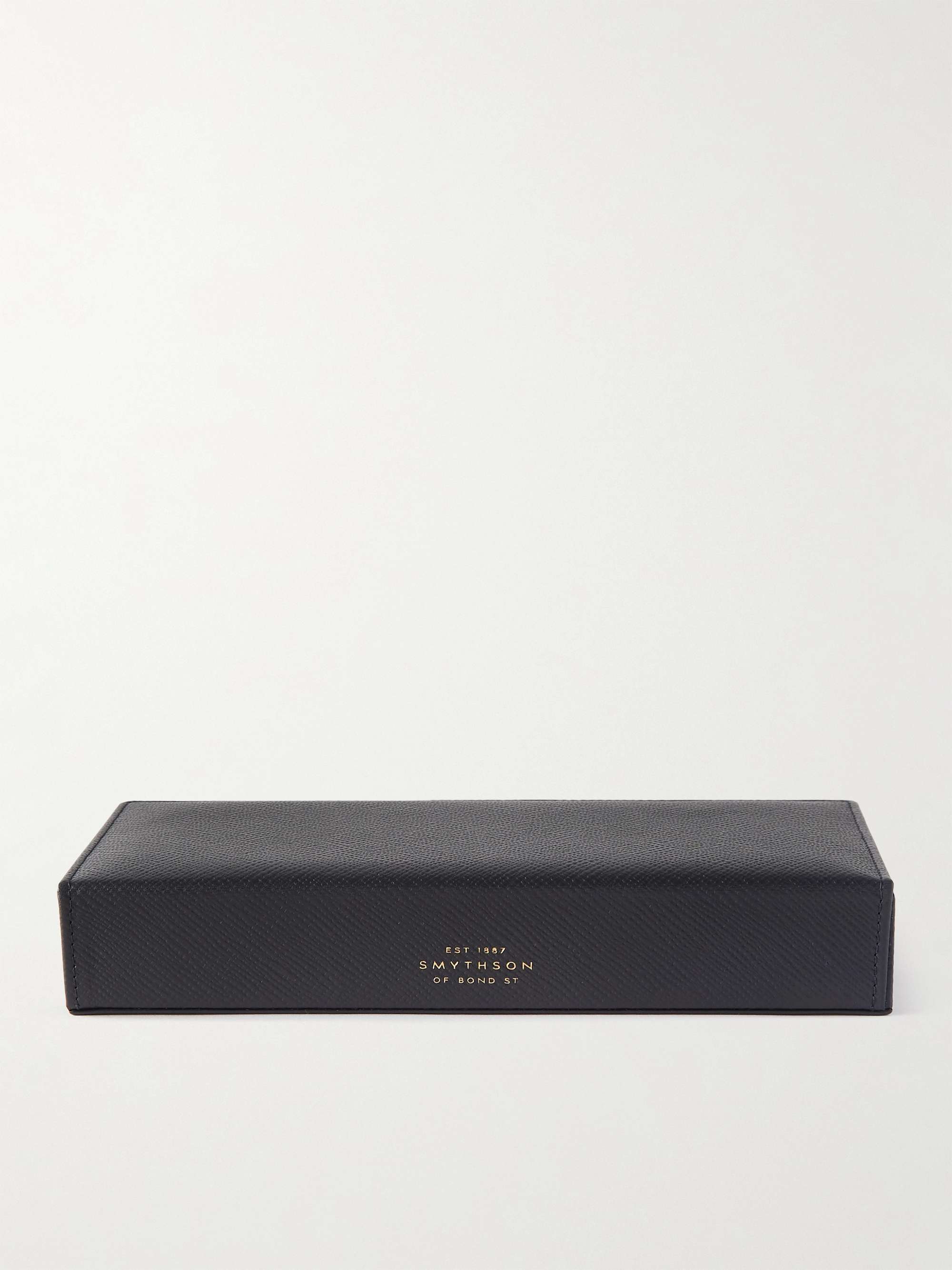 SMYTHSON Panama Cross-Grain Leather Cufflinks Box