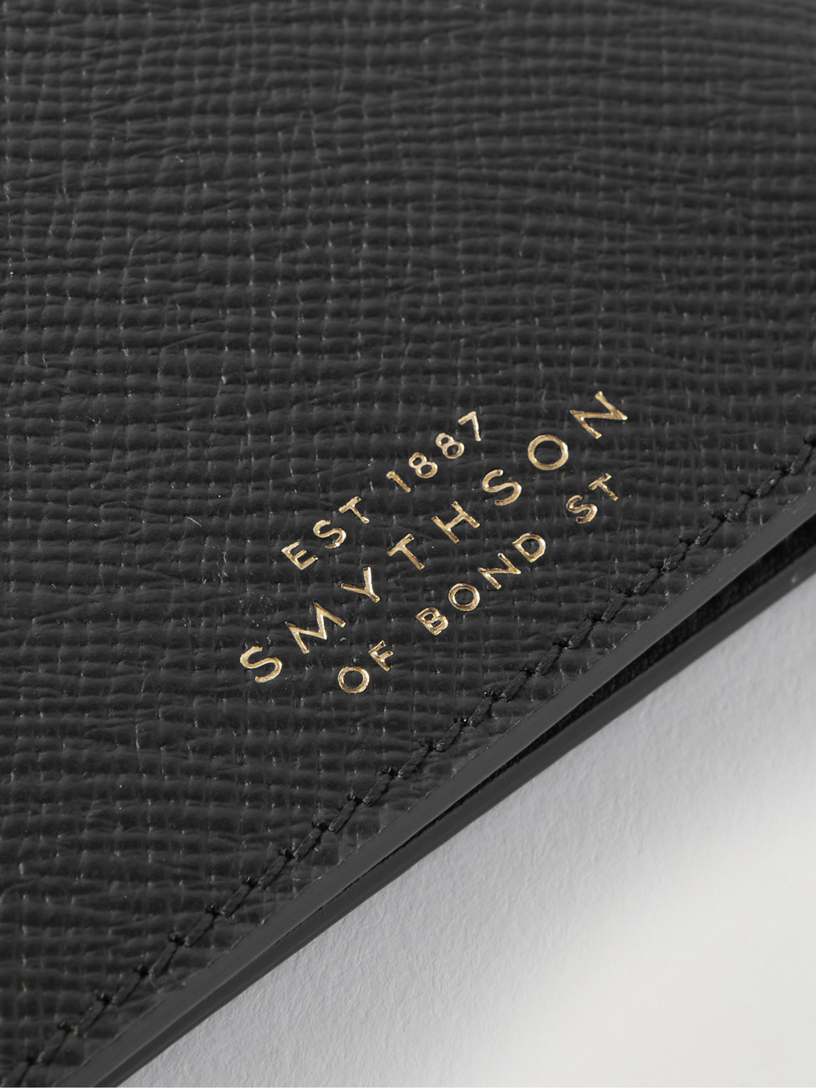 Shop Smythson Panama Cross-grain Leather Billfold Wallet In Black