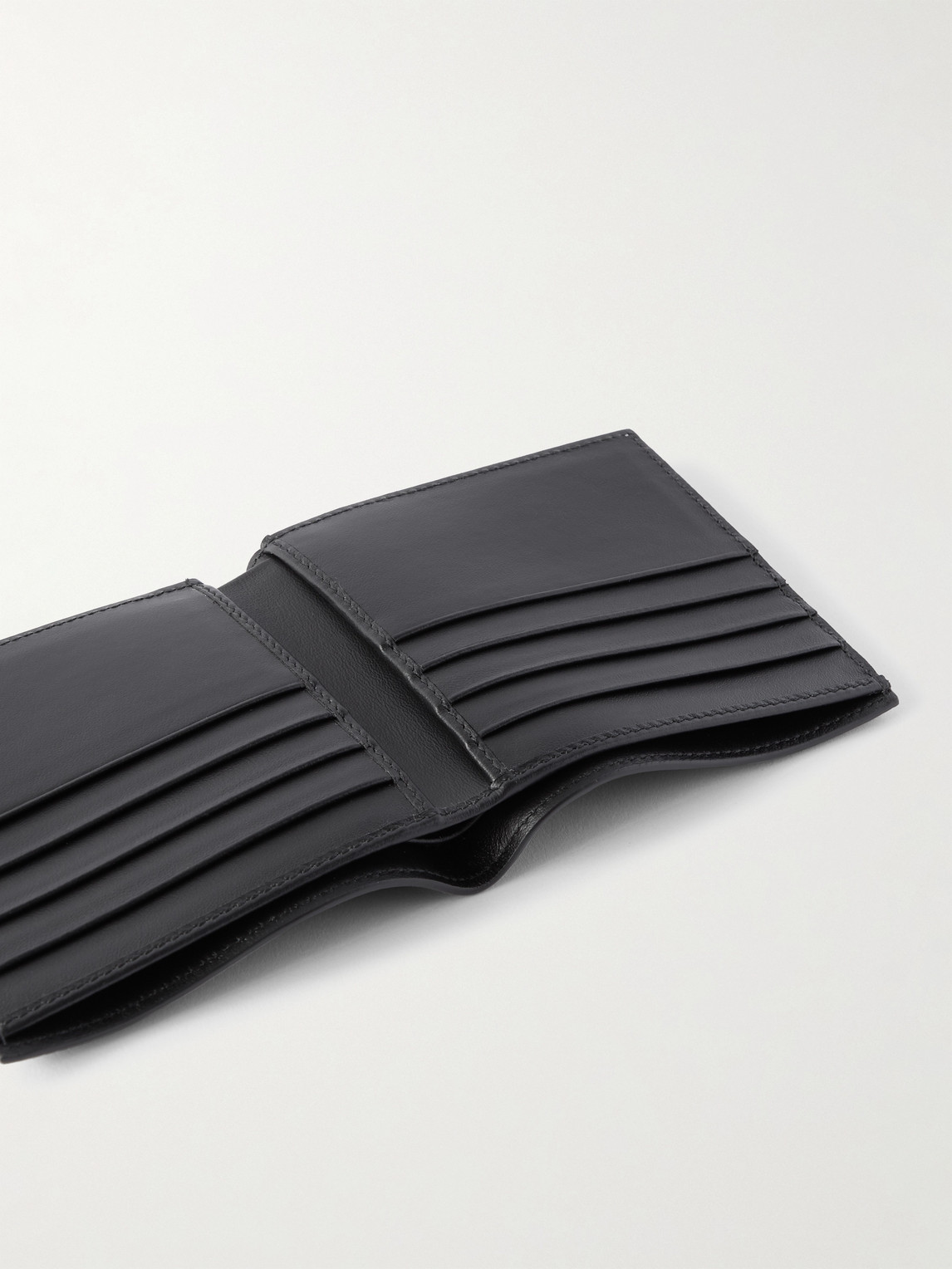 Shop Smythson Panama Cross-grain Leather Billfold Wallet In Black