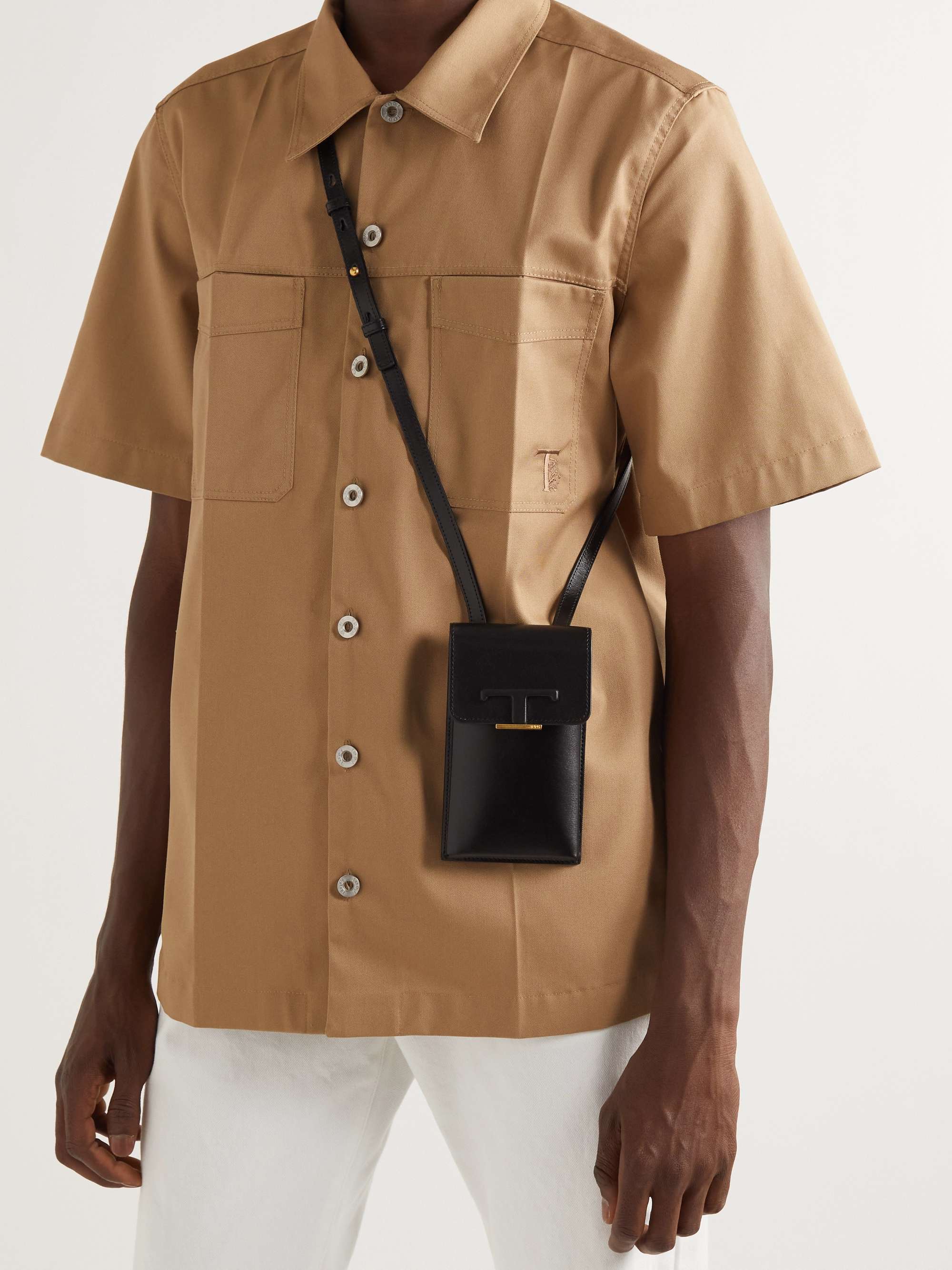 TOD'S Logo-Appliquéd Leather Messenger Bag