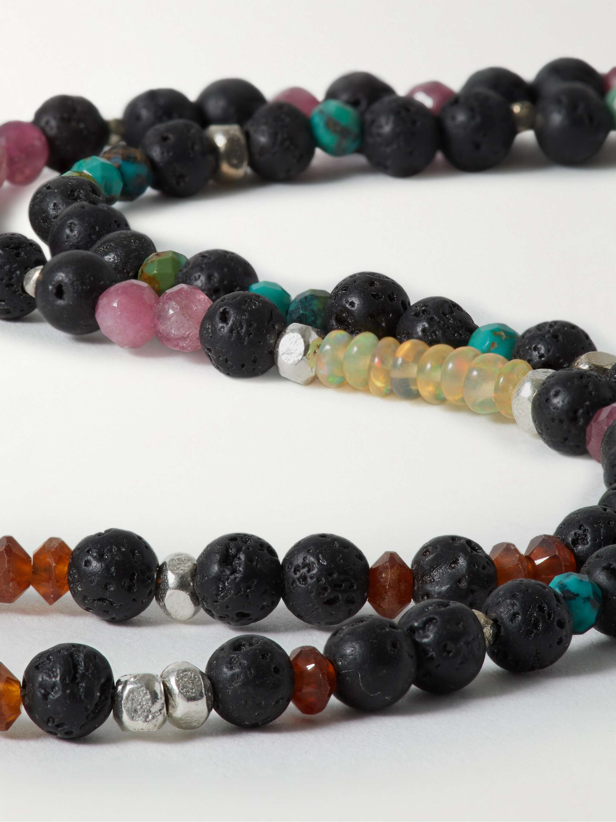PEYOTE BIRD Mandalay Silver Multi-Stone Beaded Necklace