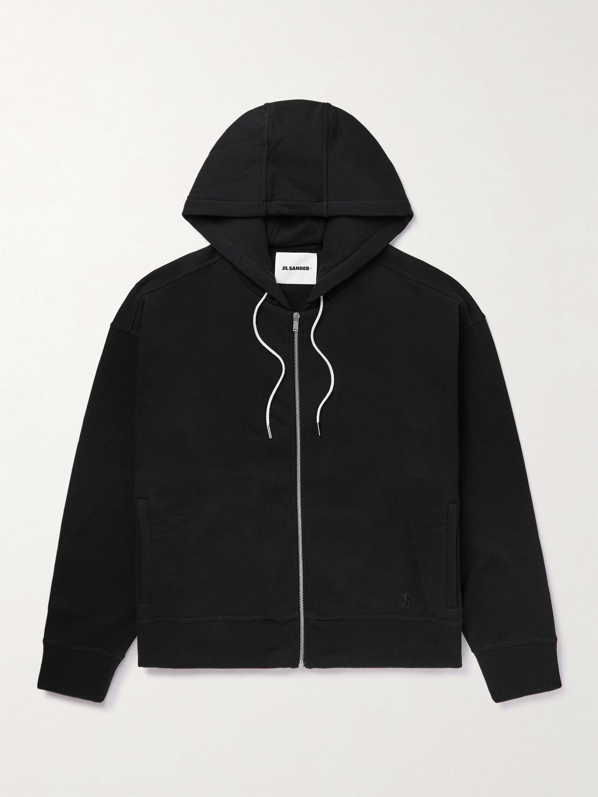 JIL SANDER Logo-Embroidered Cotton-Jersey Zip-Up Hoodie