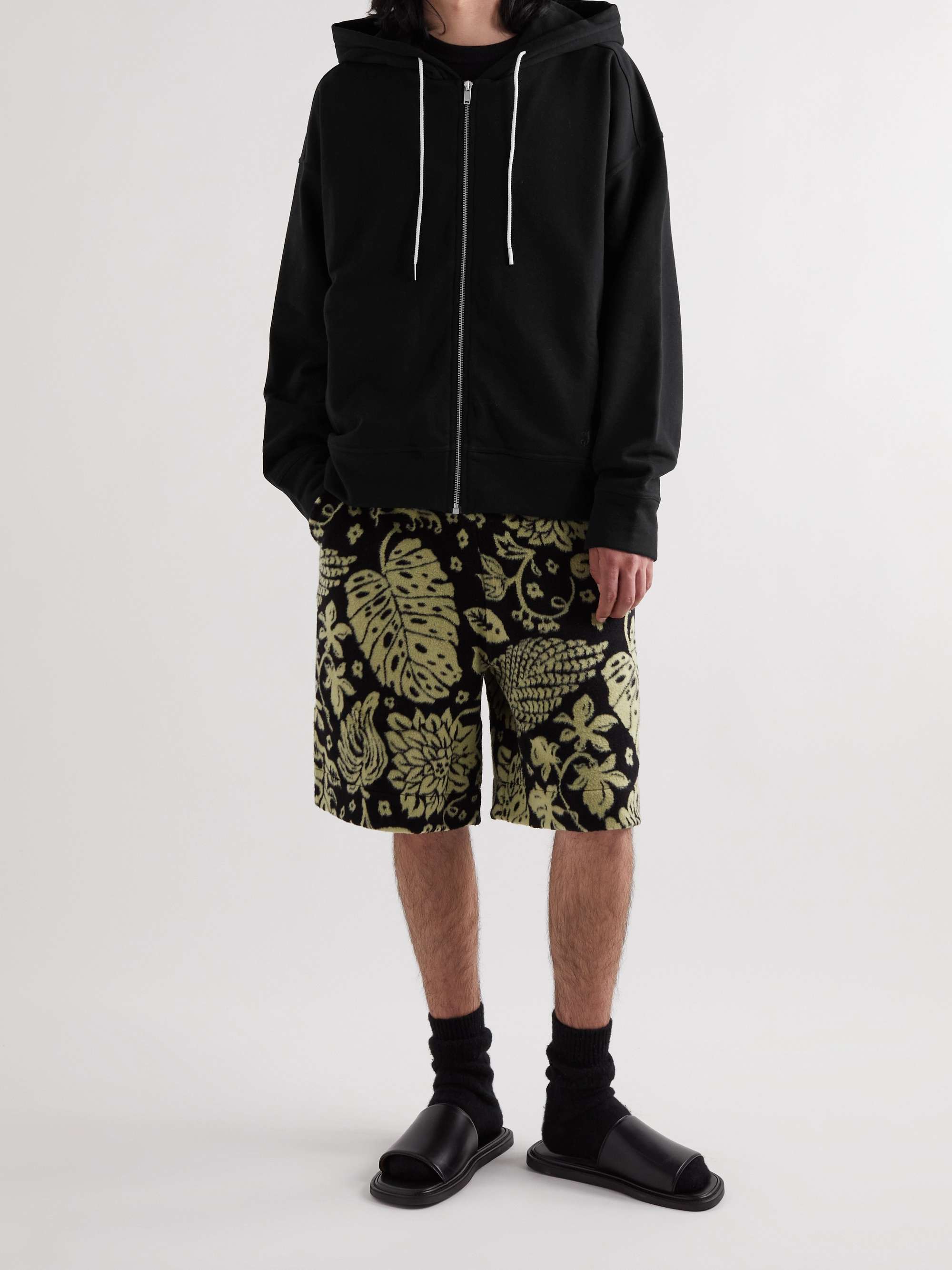 JIL SANDER Logo-Embroidered Cotton-Jersey Zip-Up Hoodie
