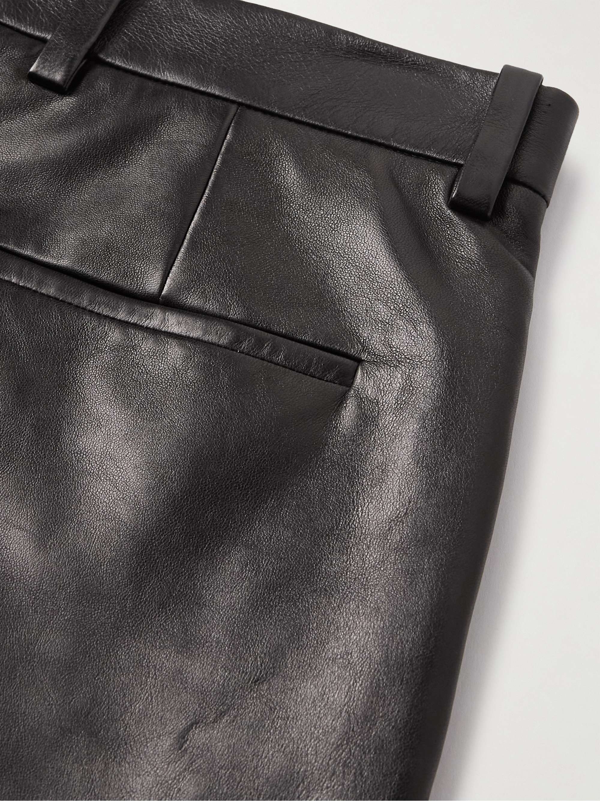 JIL SANDER Straight-Leg Colour-Block Panelled Leather Trousers