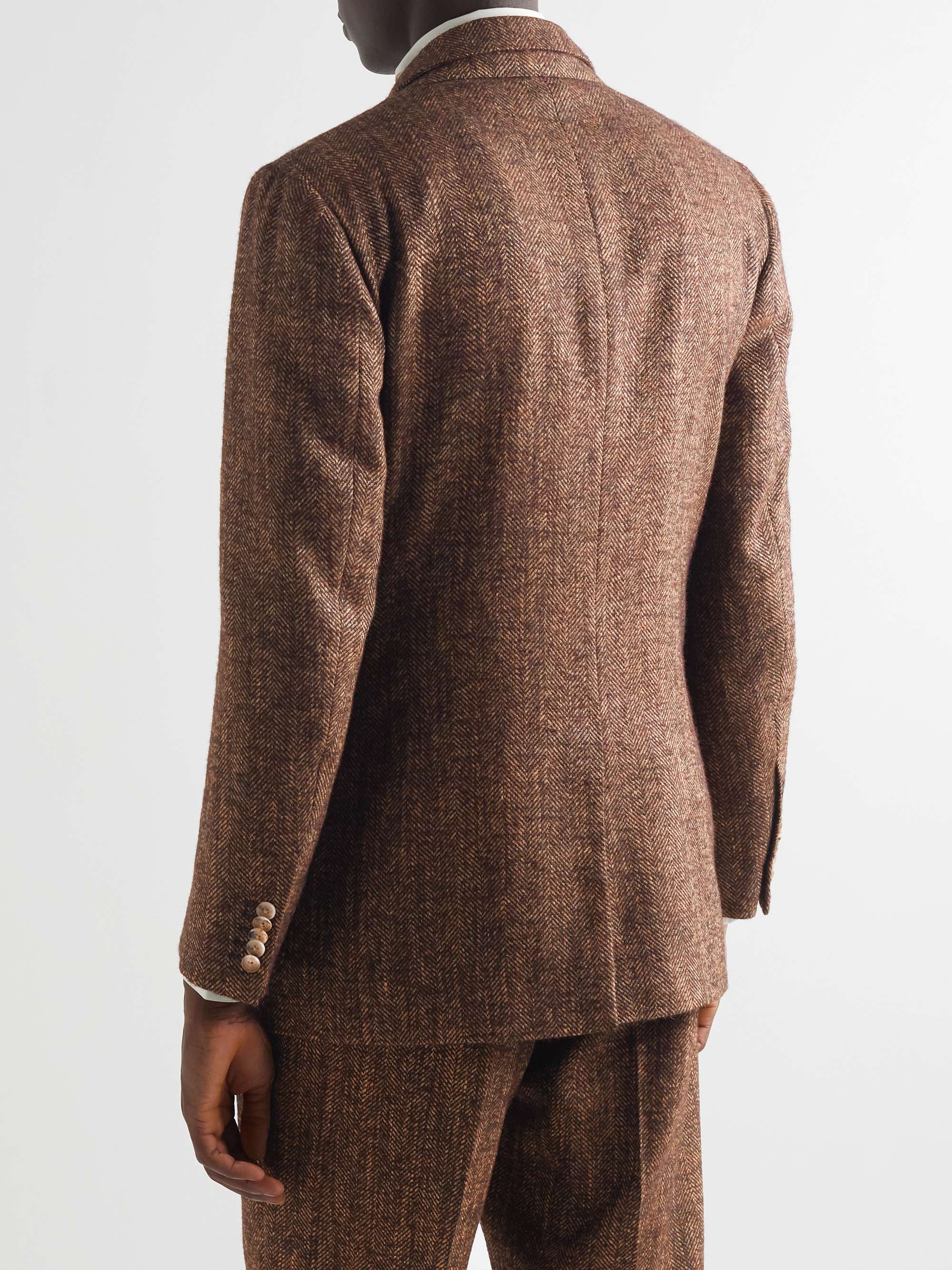 UMIT BENAN Layered Herringbone Tweed Suit Jacket