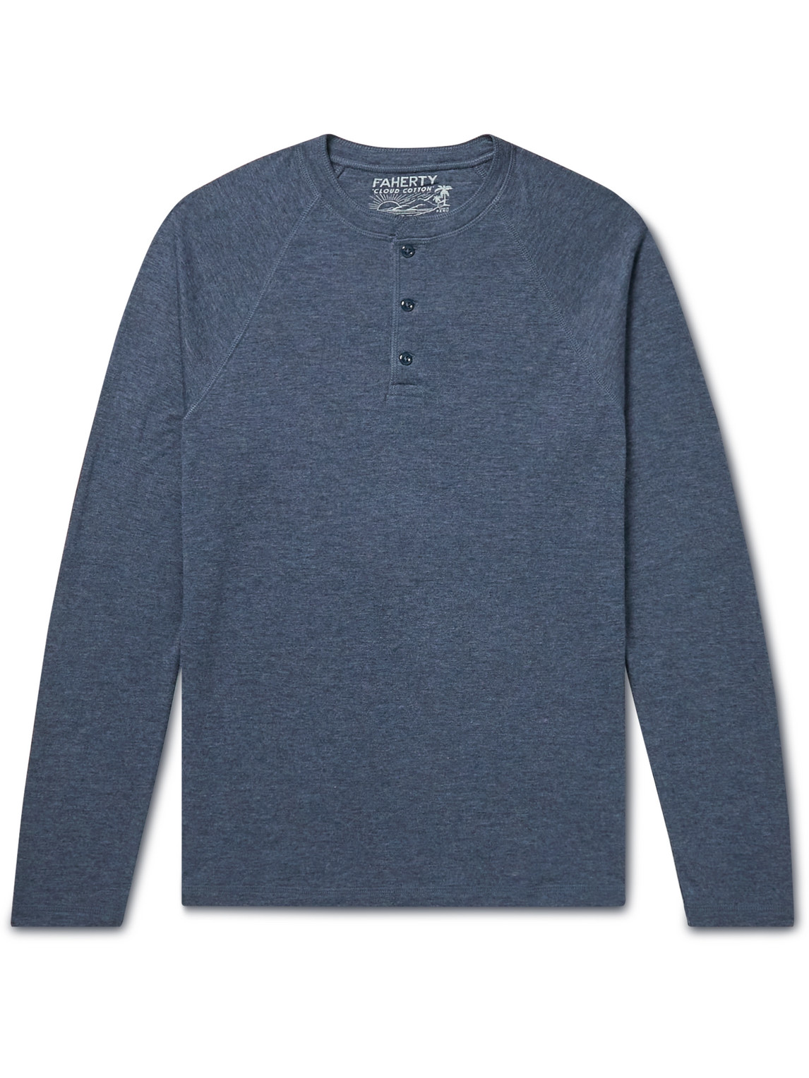Faherty Pima Cotton And Modal-blend Henley T-shirt In Blue