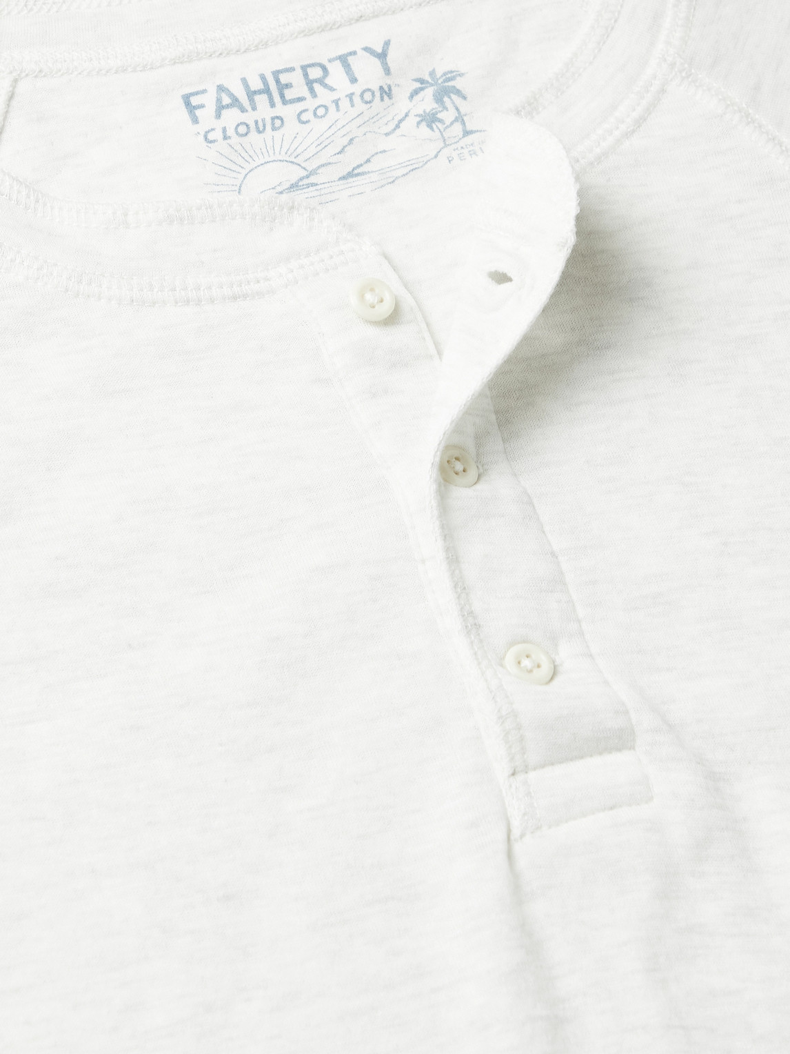 Shop Faherty Pima Cotton And Modal-blend Henley T-shirt In Neutrals