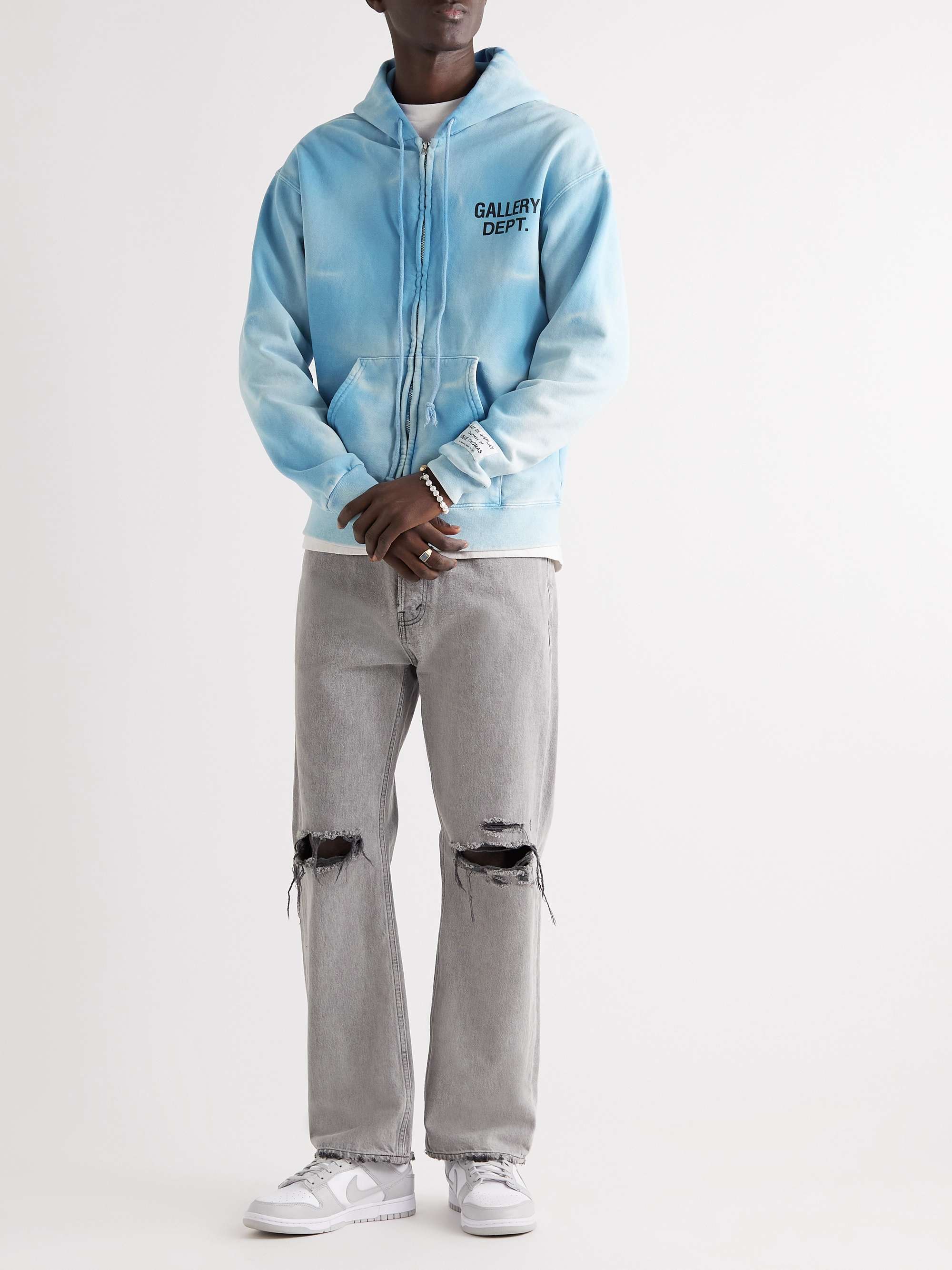 GALLERY DEPT. Logo-Print Tie-Dyed Cotton-Jersey Zip-Up Hoodie