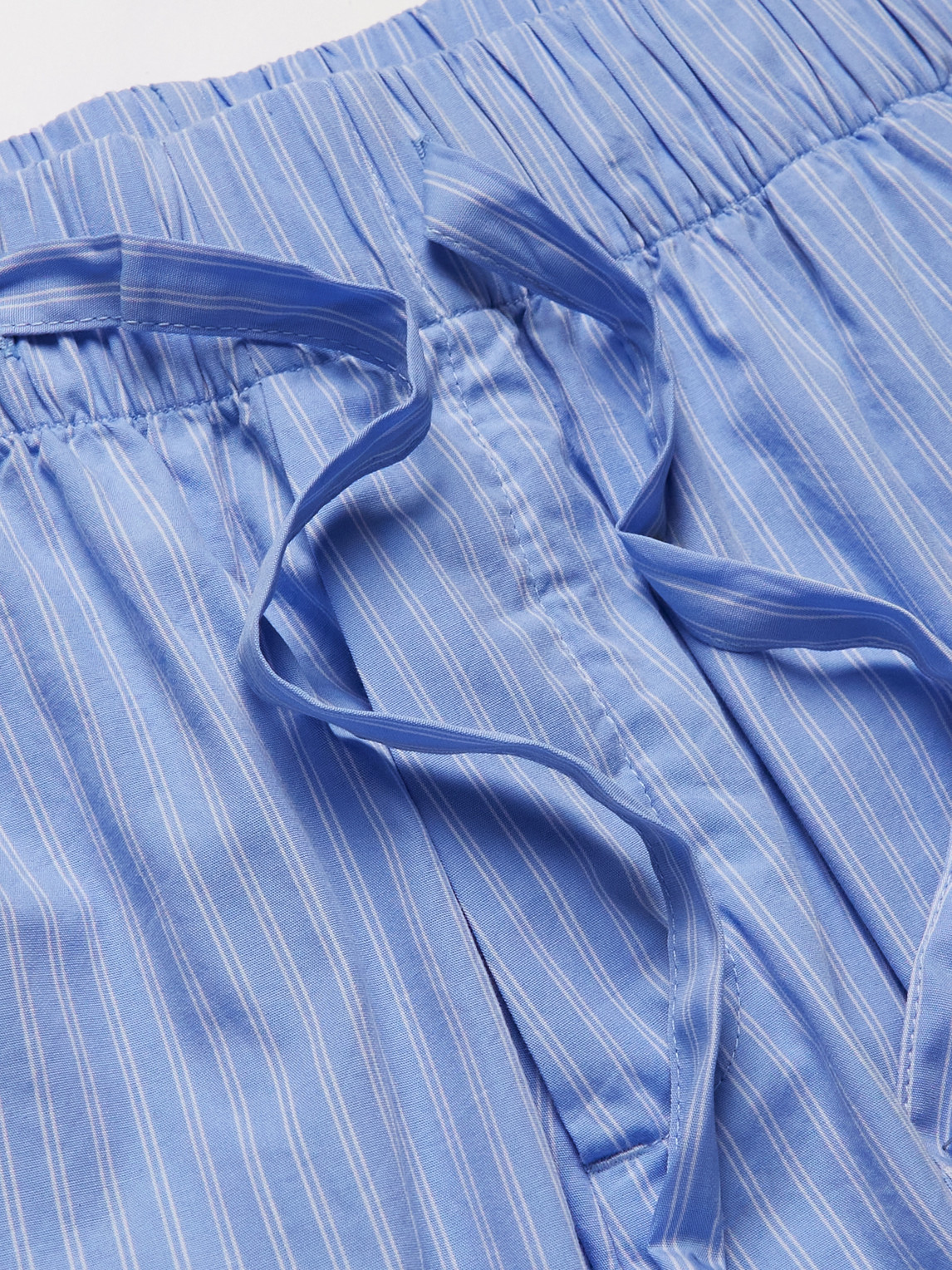 Shop Tekla Striped Organic Cotton-poplin Pyjama Shorts In Blue