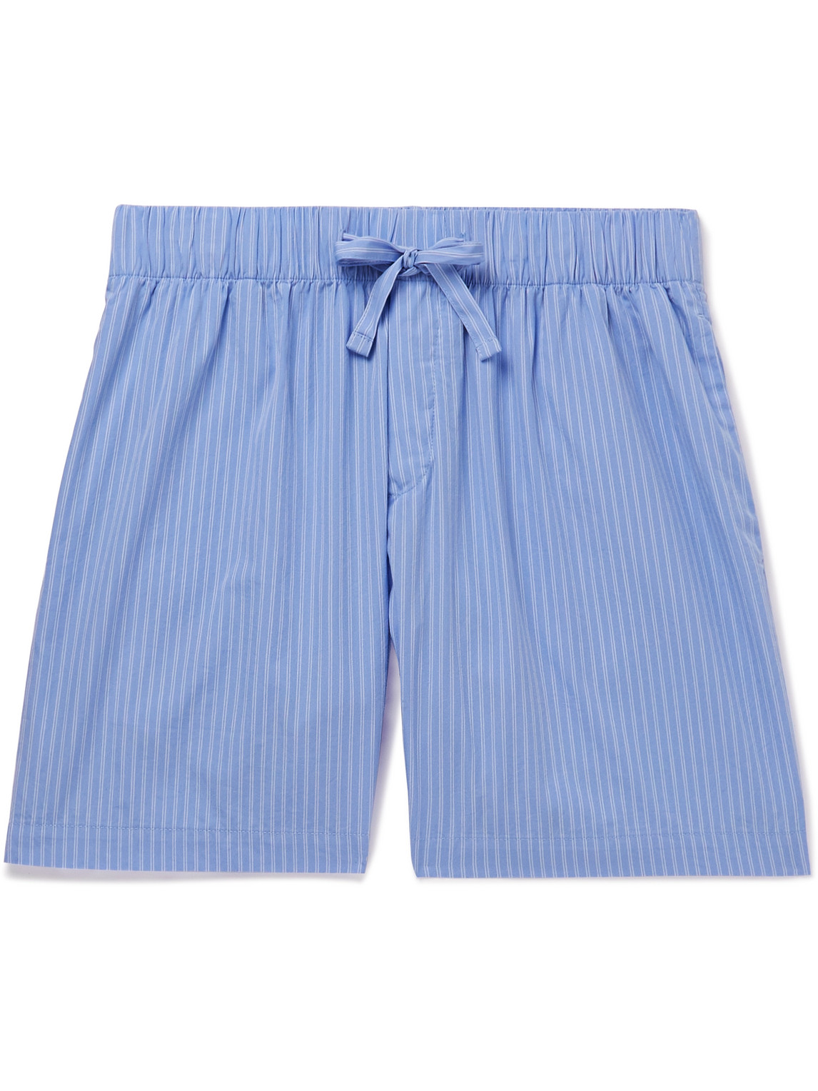Tekla Striped Organic Cotton-poplin Pyjama Shorts In Blue