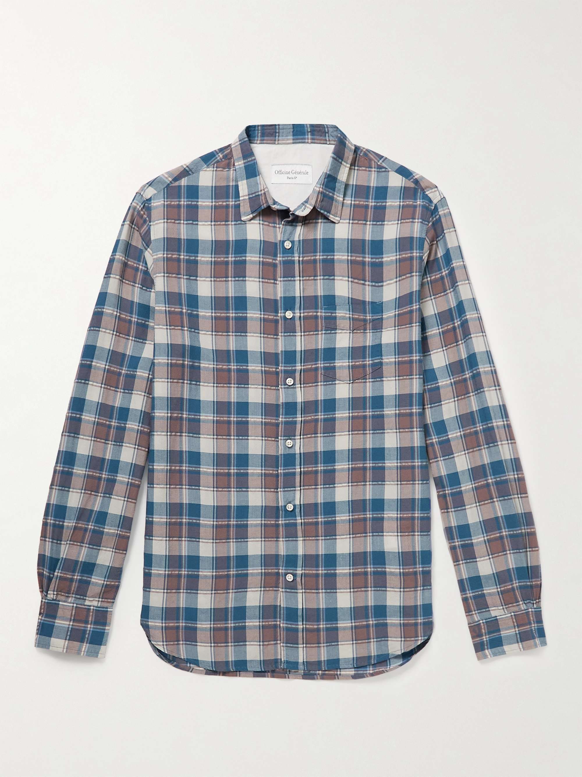 OFFICINE GÉNÉRALE Lipp Checked Lyocell-Blend Flannel Shirt for Men | MR ...